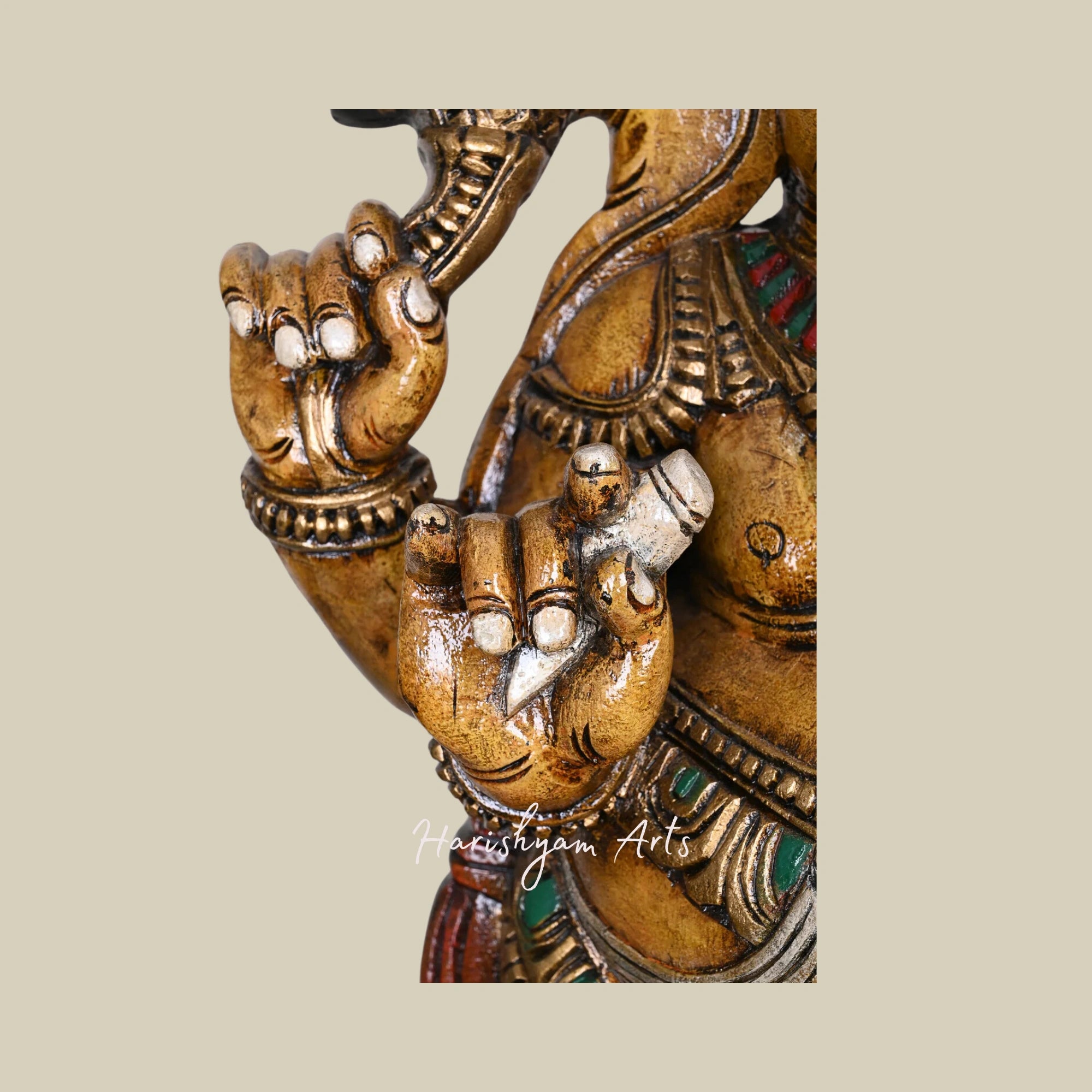 36" Dancing Ganesha on Rat Jali Work Wall Mount – Wooden Ganesha Wall Decor3
