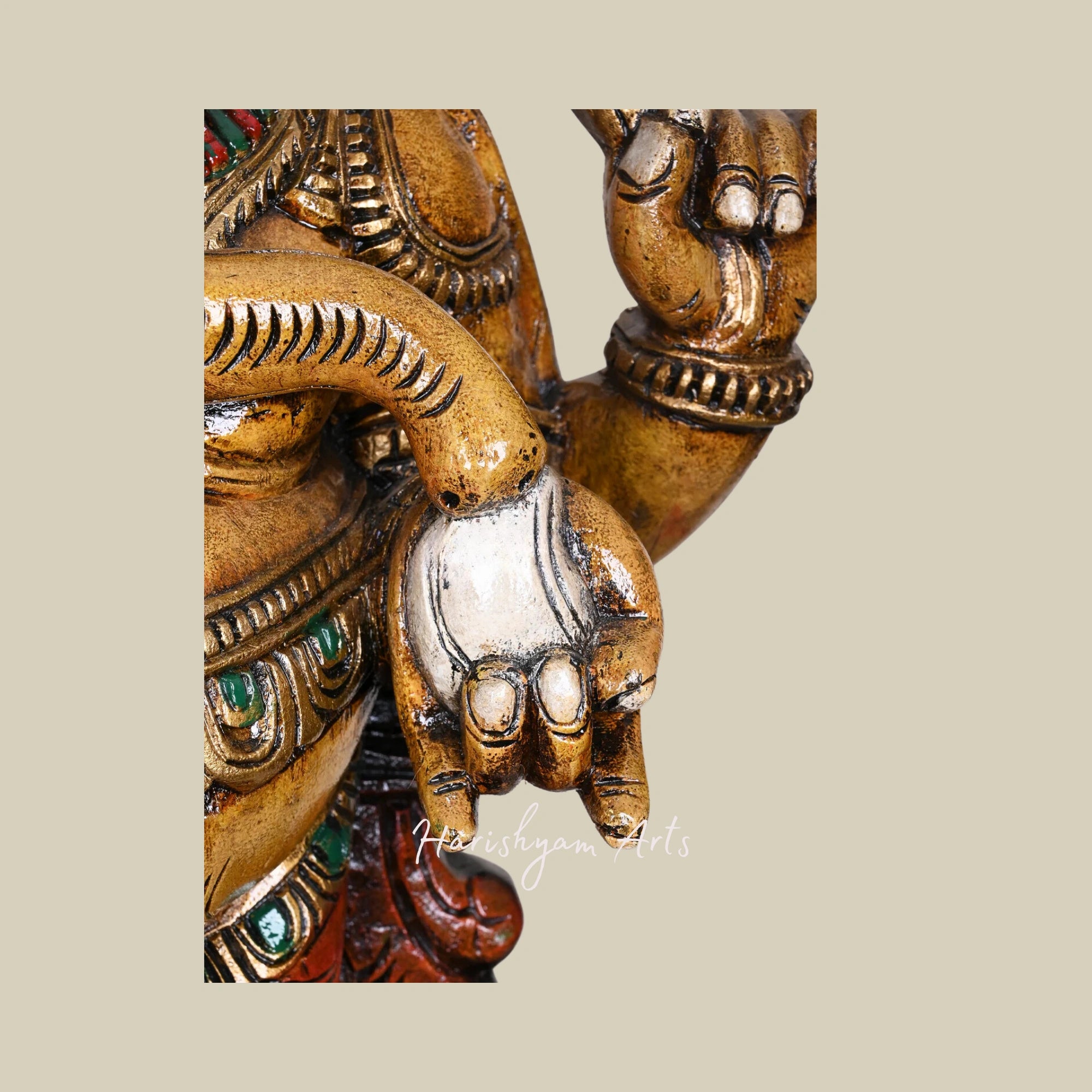 36" Dancing Ganesha on Rat Jali Work Wall Mount – Wooden Ganesha Wall Decor6