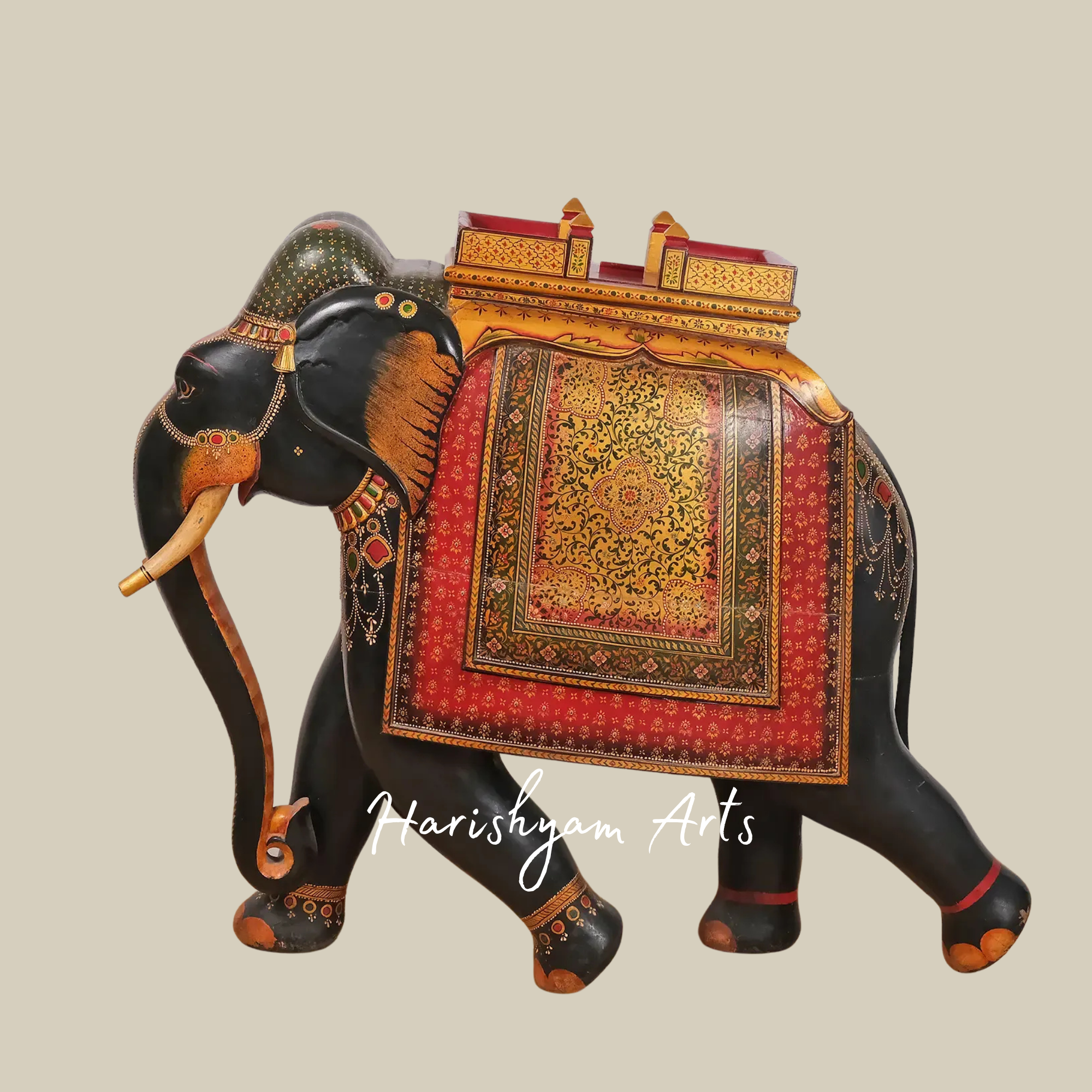 36" Grand Handcrafted Elephant Statue in Solid Wood