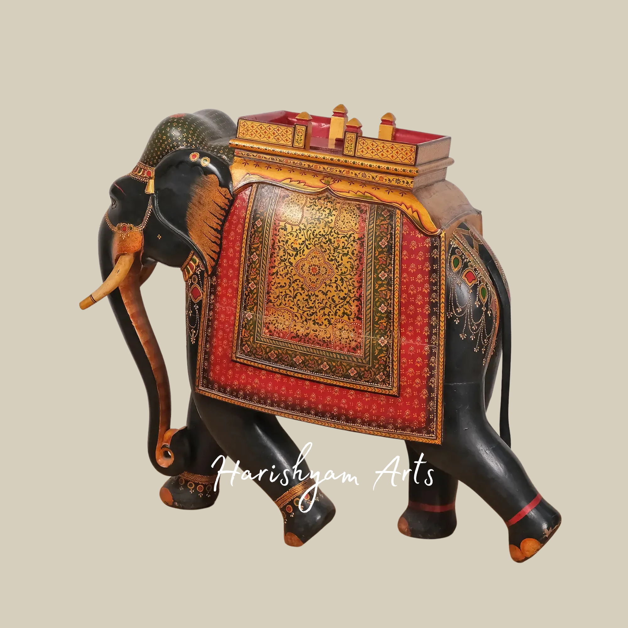 36" Grand Handcrafted Elephant Statue in Solid Wood