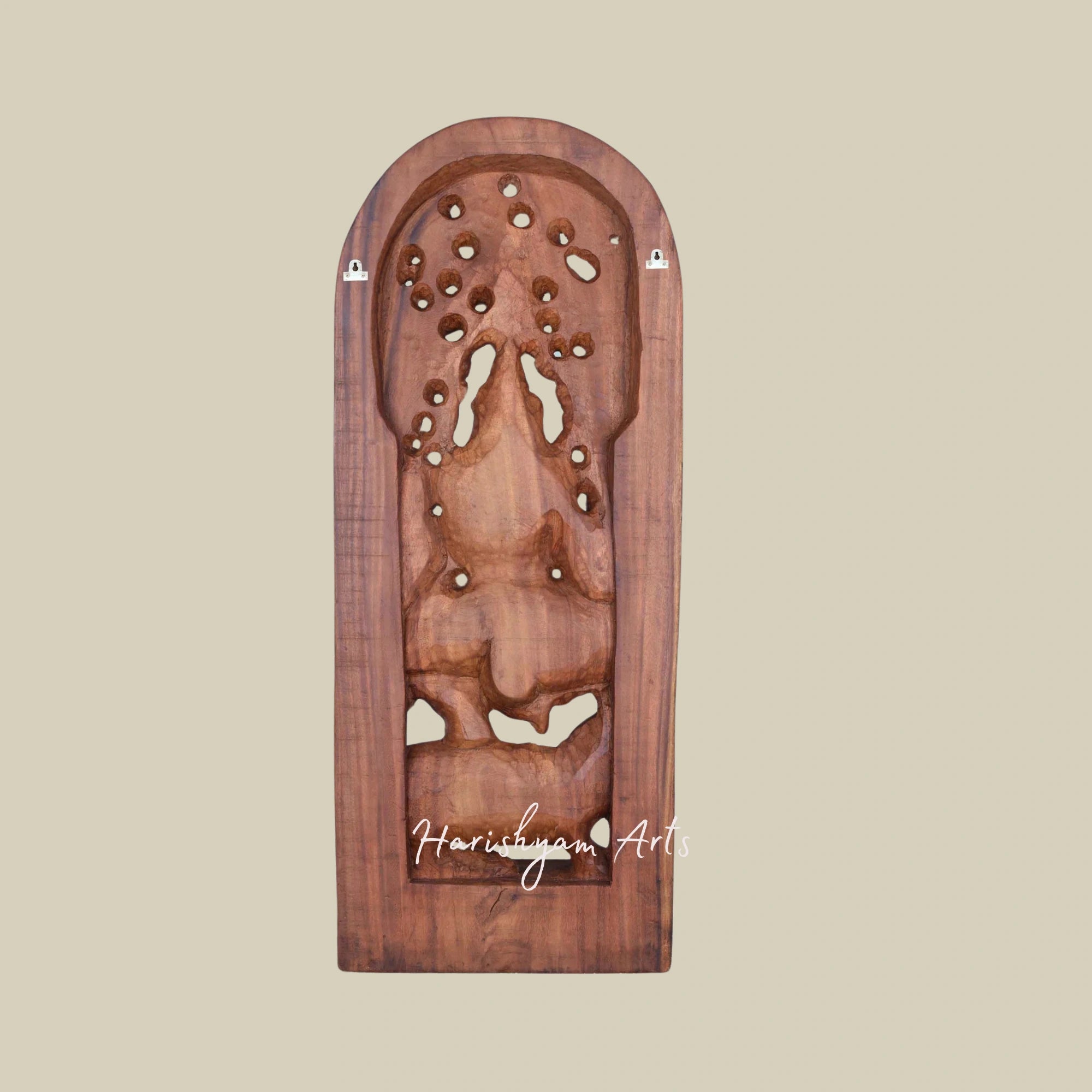36" Hand-carved Wooden Ganesha Statue Seated on Lotus Petal for Home Decor4