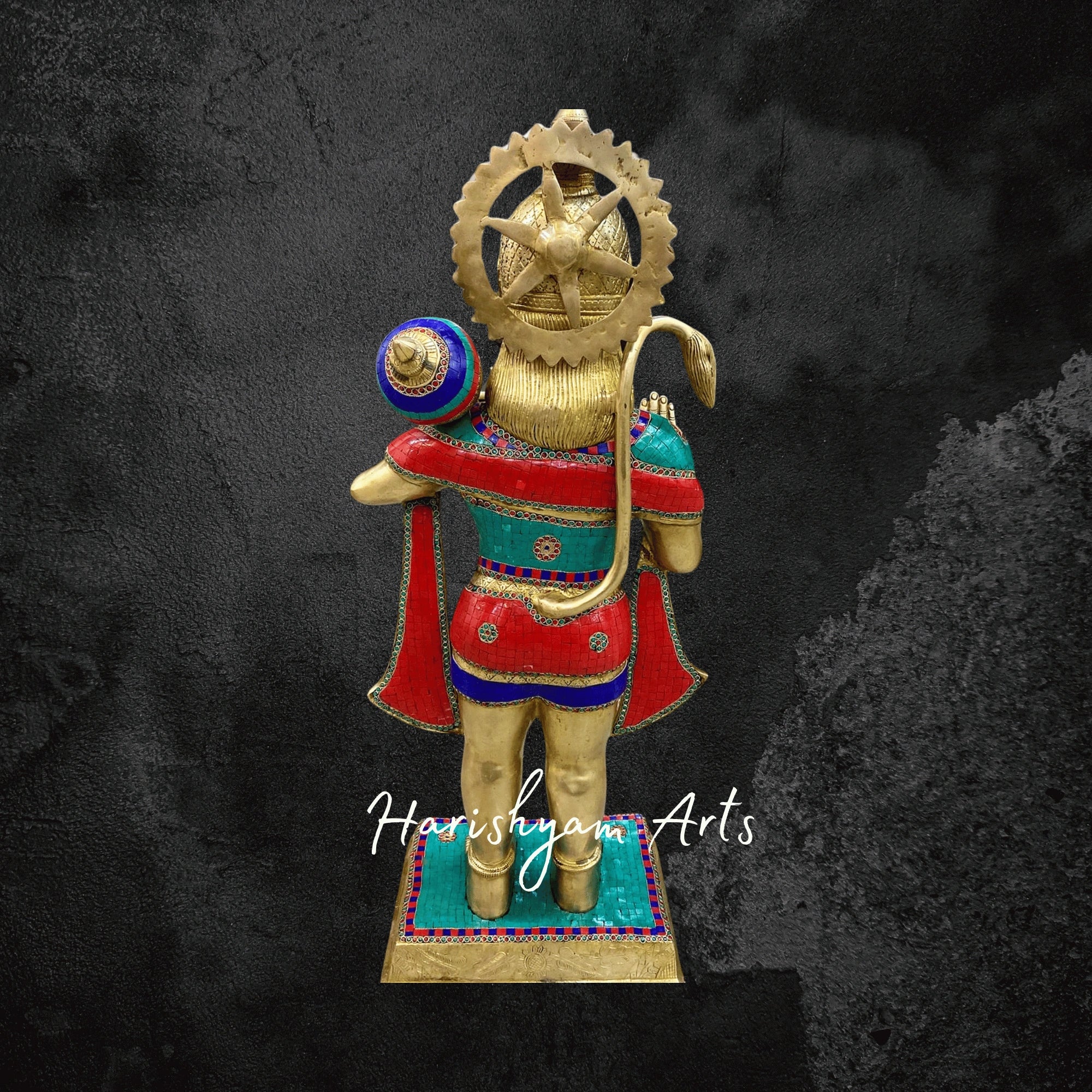36" Magnificent Handcrafted Pure Brass Standing Hanuman Ji Statue for Pooja Room