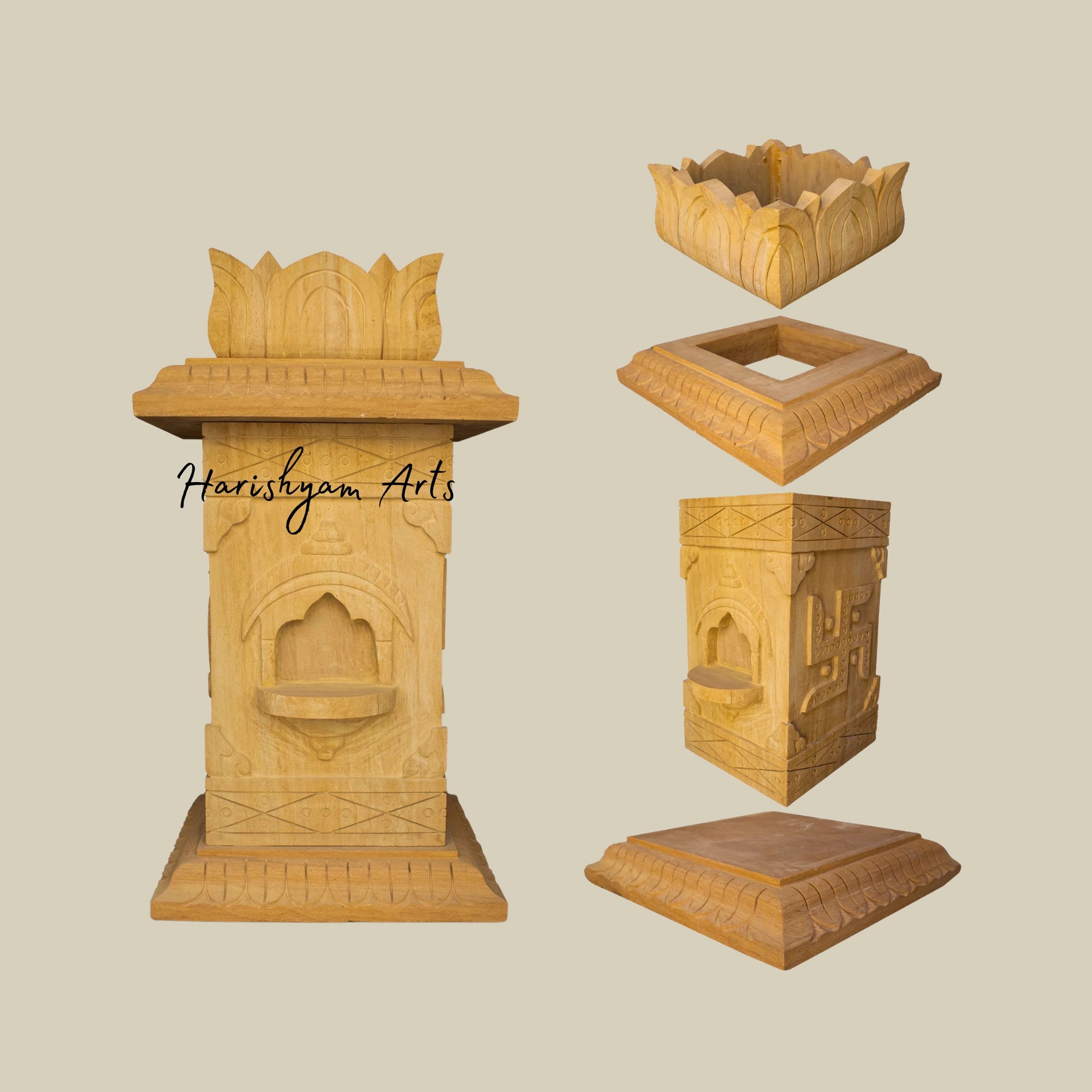 36" Brown Tulsi Pot Stand in Marble1