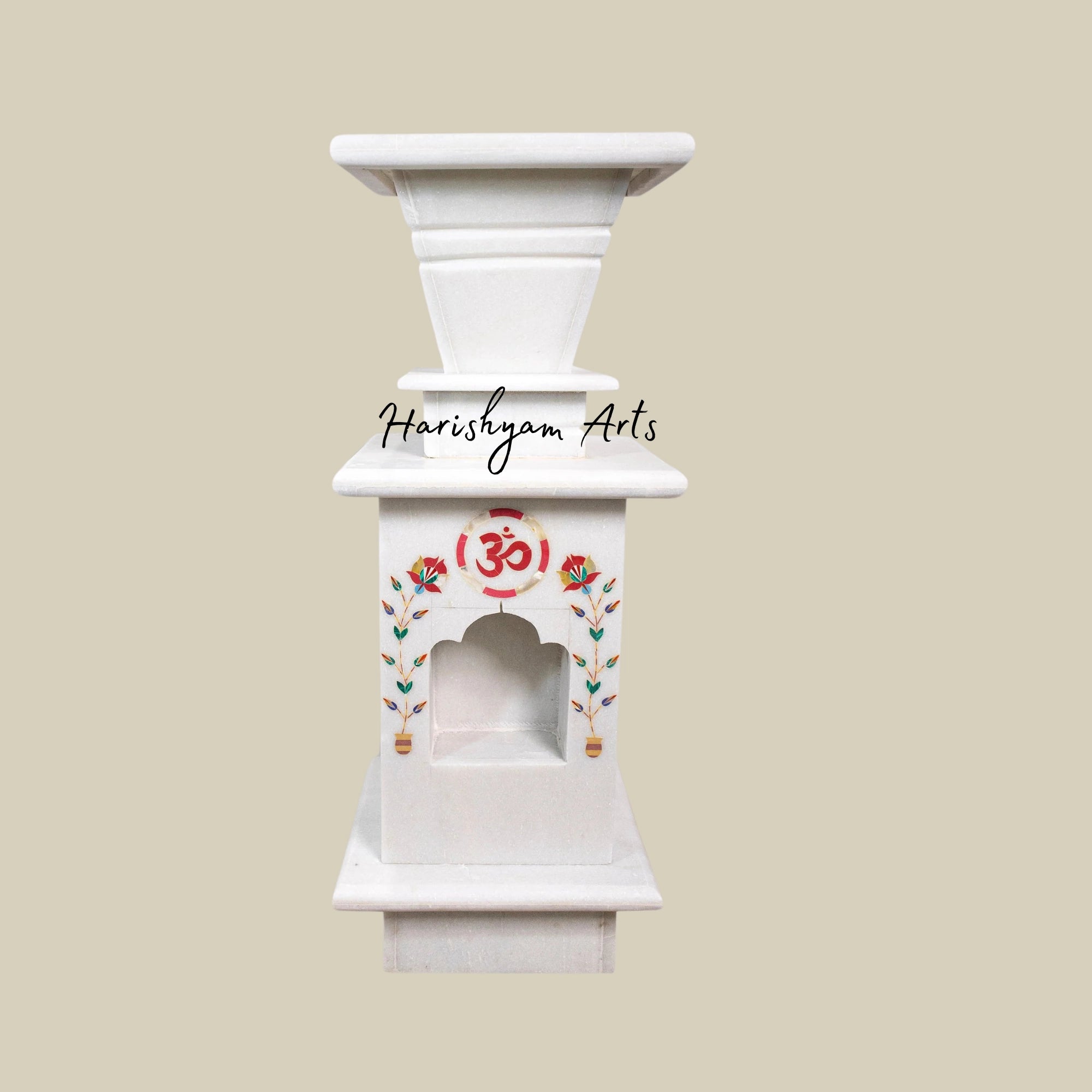 36" Decorative Marble Tulsi Pot with Inlay Work4