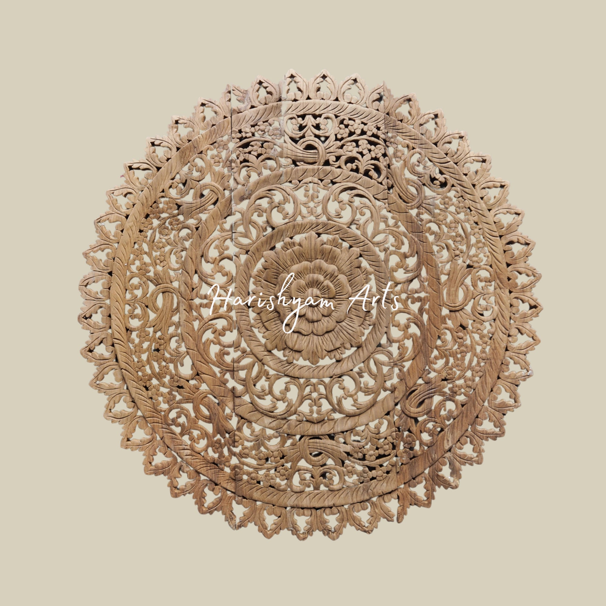 36" Handcrafted Circle Wooden Wall Mounted Decor Panels