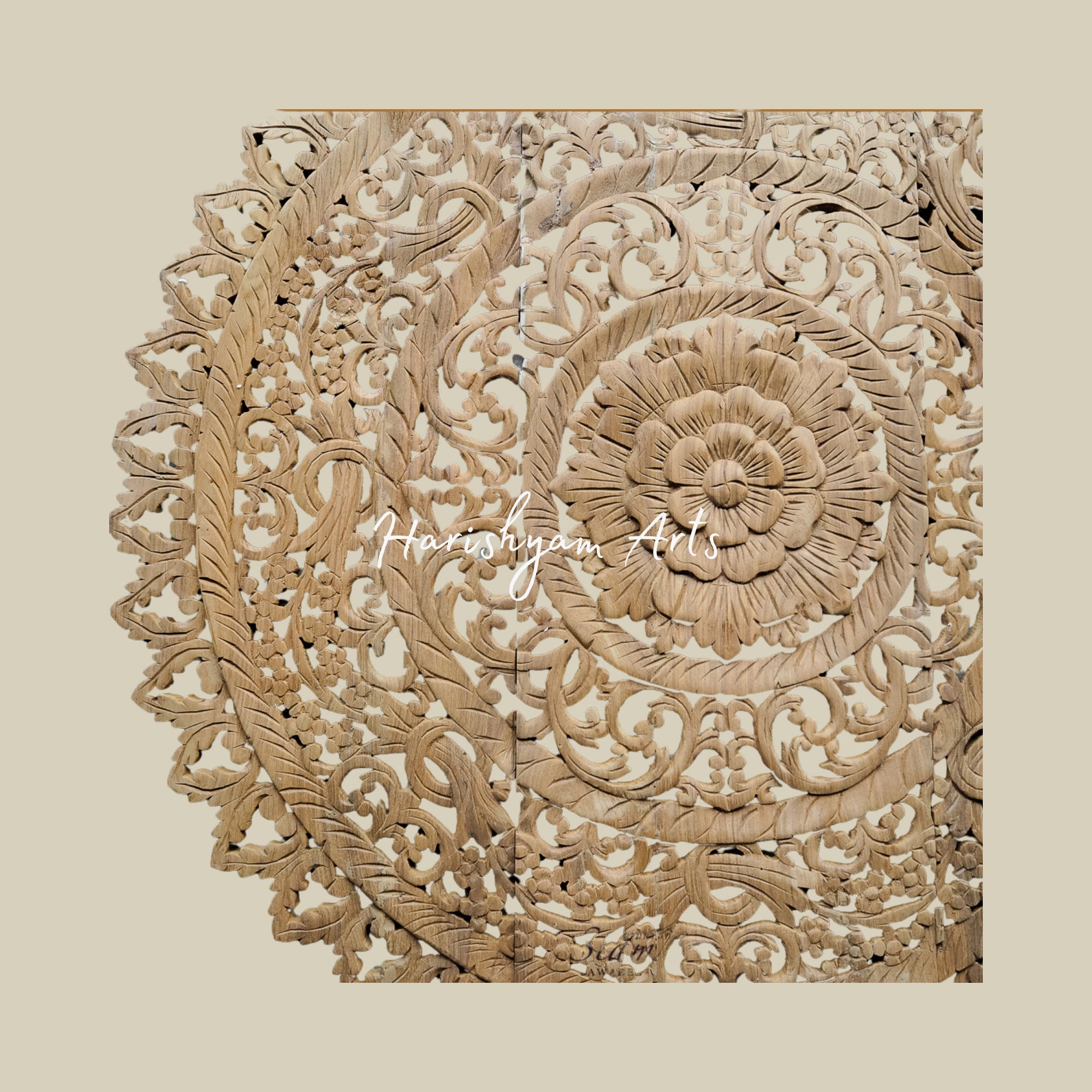 36" Handcrafted Circle Wooden Wall Mounted Decor Panels
