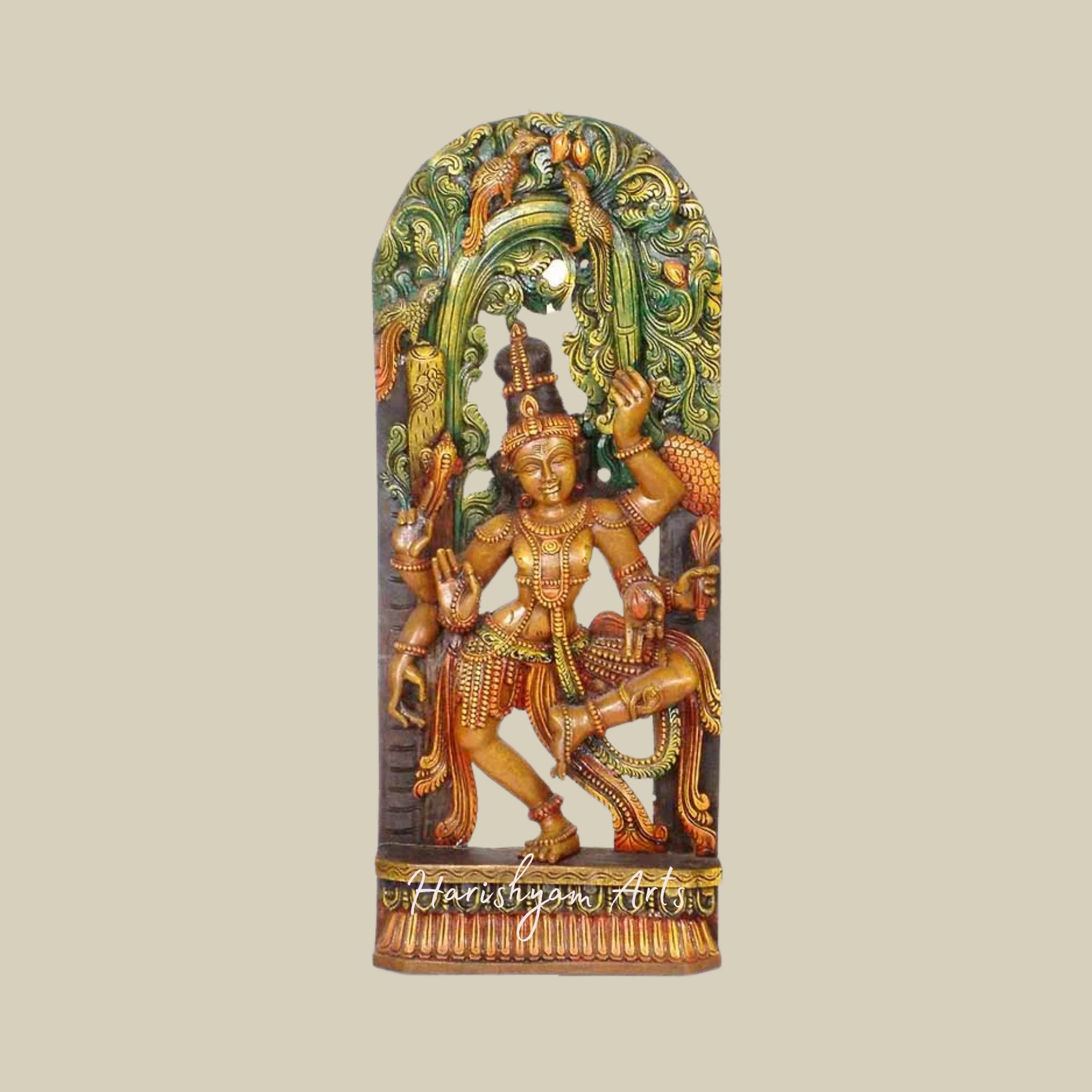 36" Shiva The Adi-Nratya Guru Wooden Mahadev Statue for Home