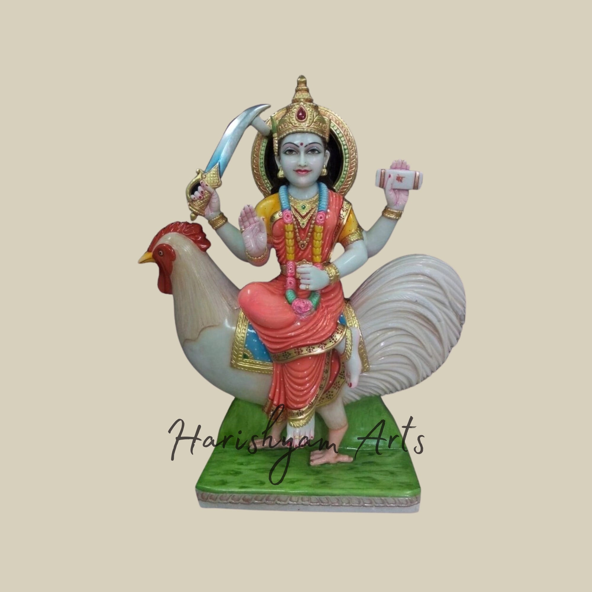 36" Large Bahuchar Mata Moorti in White Marble