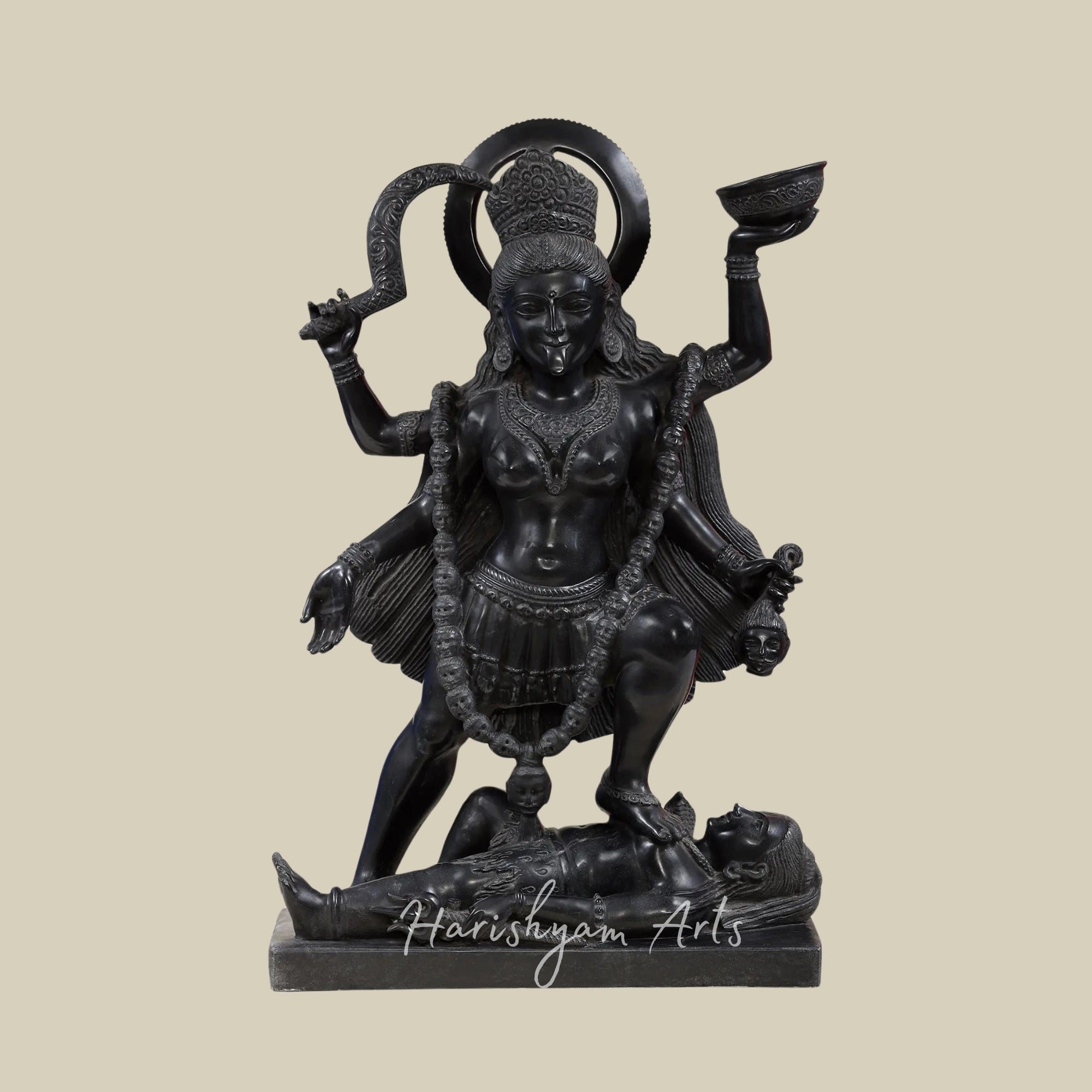 36 inches Large Maa Kali Black Marble Statue