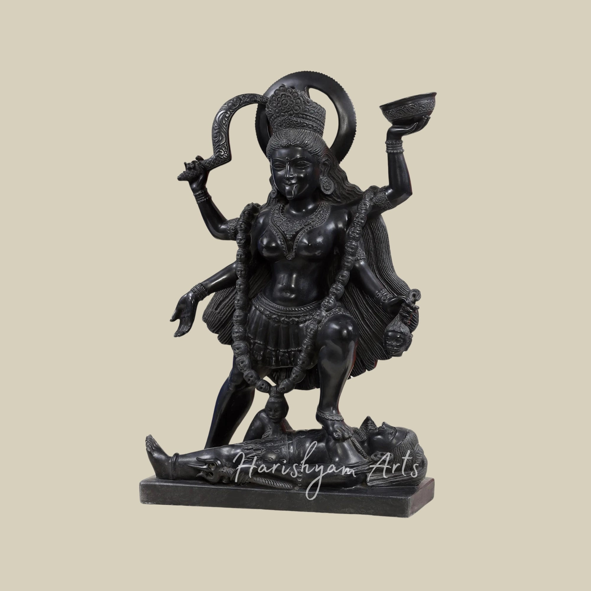 36 inches Large Maa Kali Black Marble Statue2