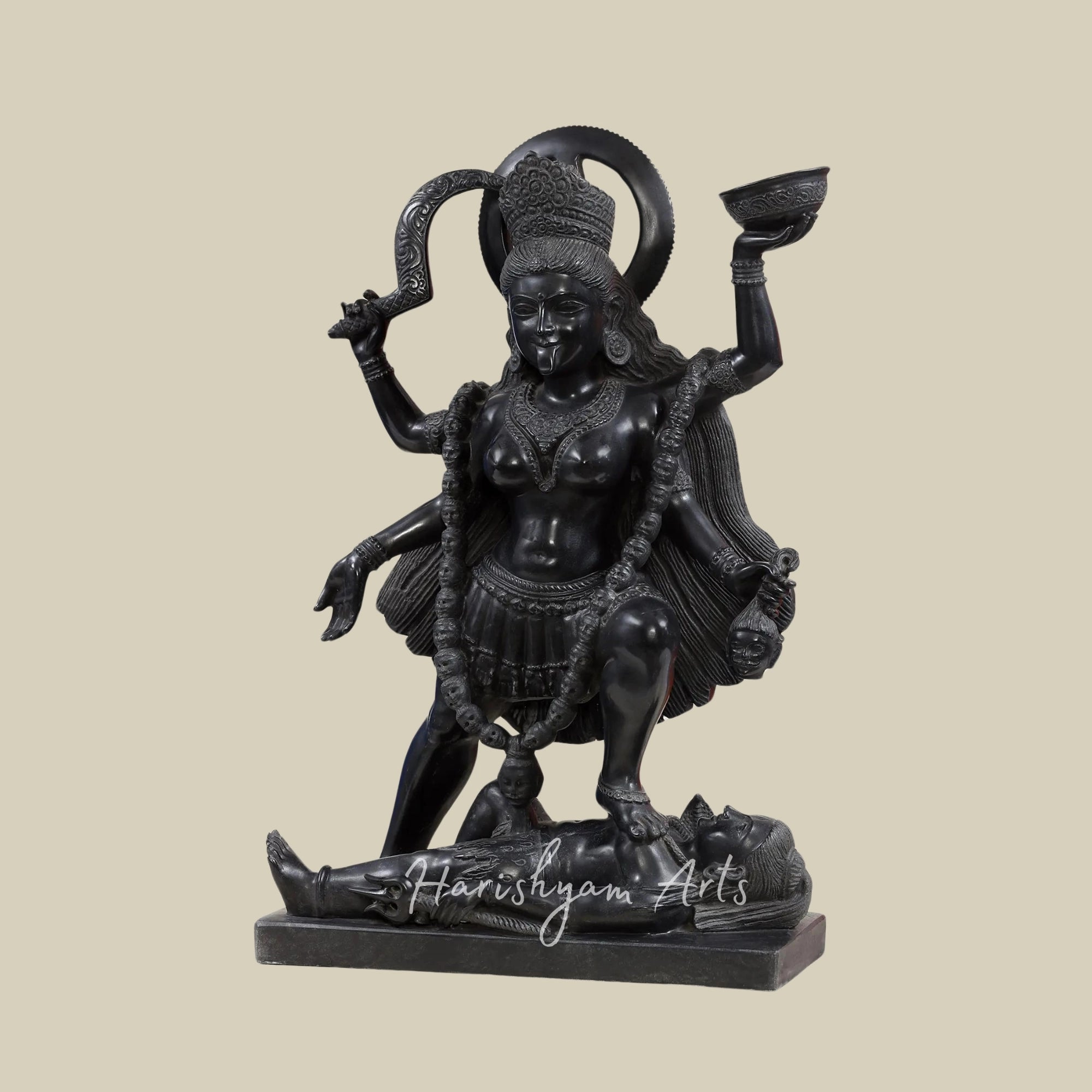 36 inches Large Maa Kali Black Marble Statue3