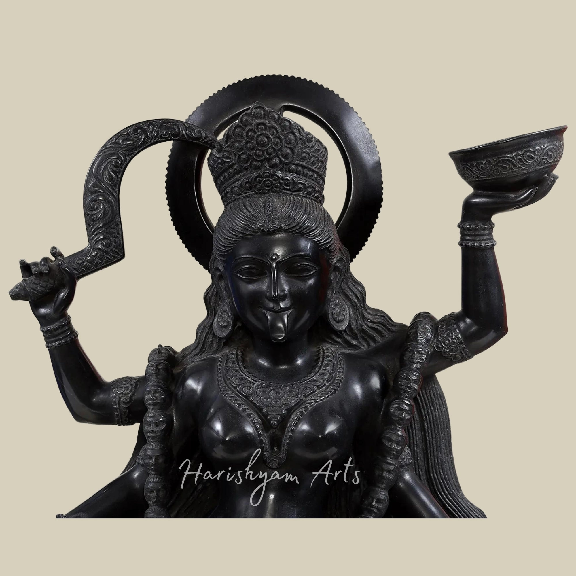 36 inches Large Maa Kali Black Marble Statue4