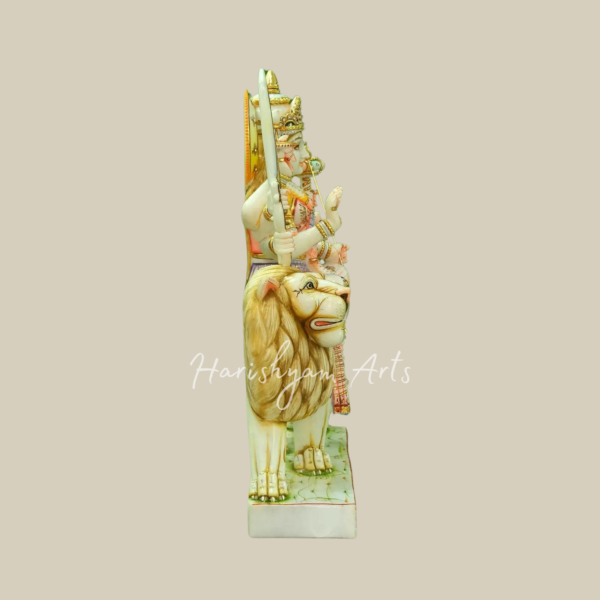 36" Large Ashtabhuja Goddess Durga Marble Statue