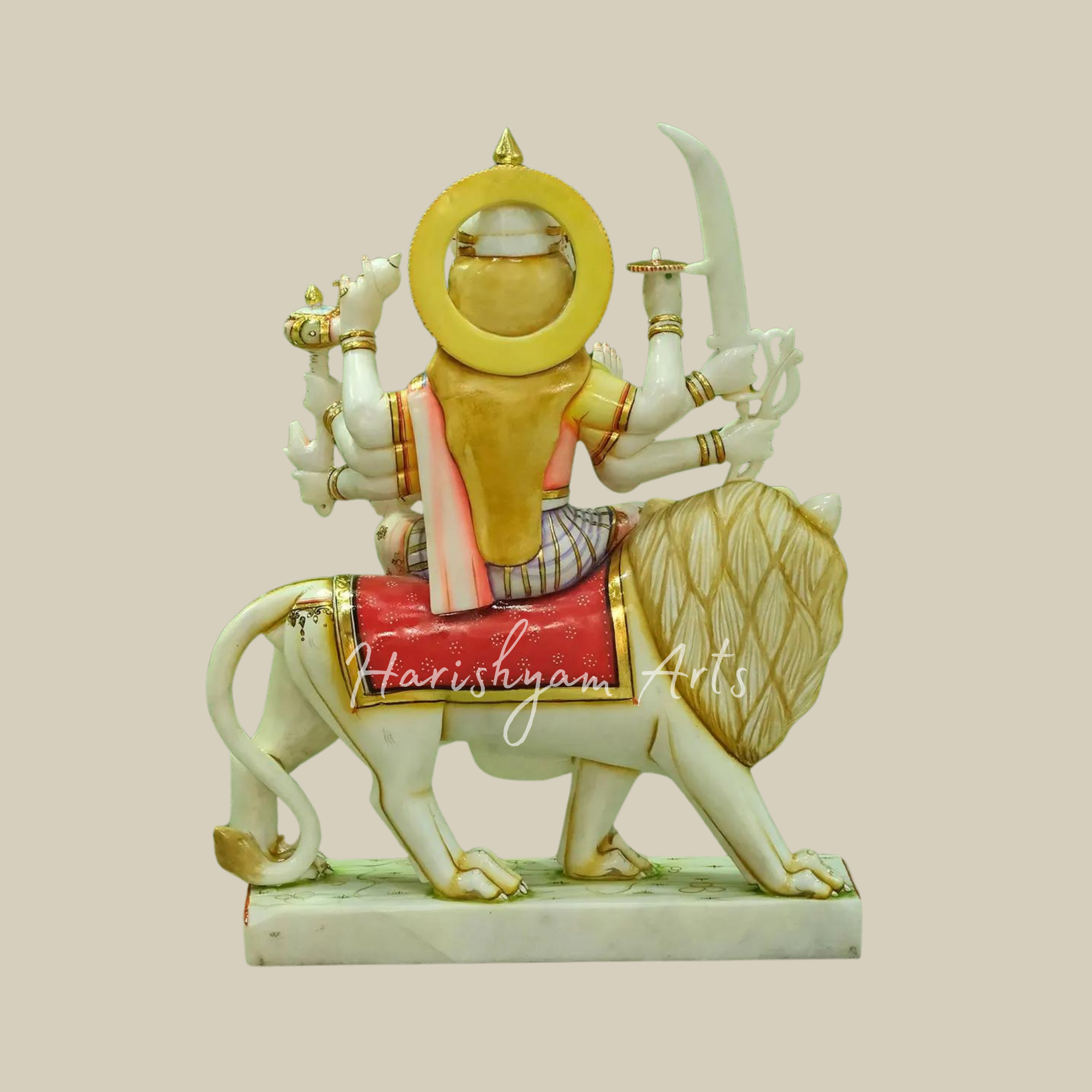 36" Large Ashtabhuja Goddess Durga Marble Statue