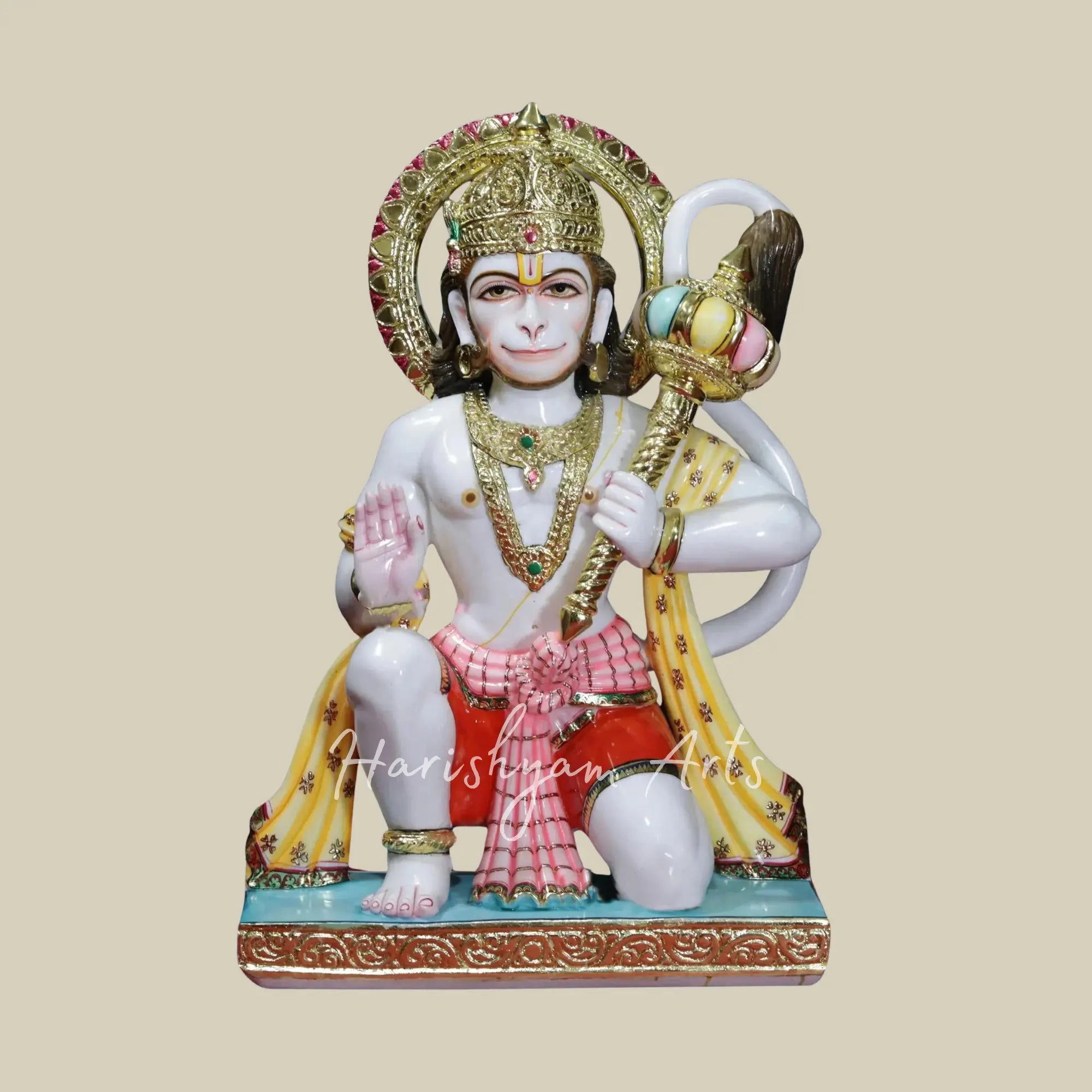 36 inches Large White Makrana Marble Hanuman Idol 3