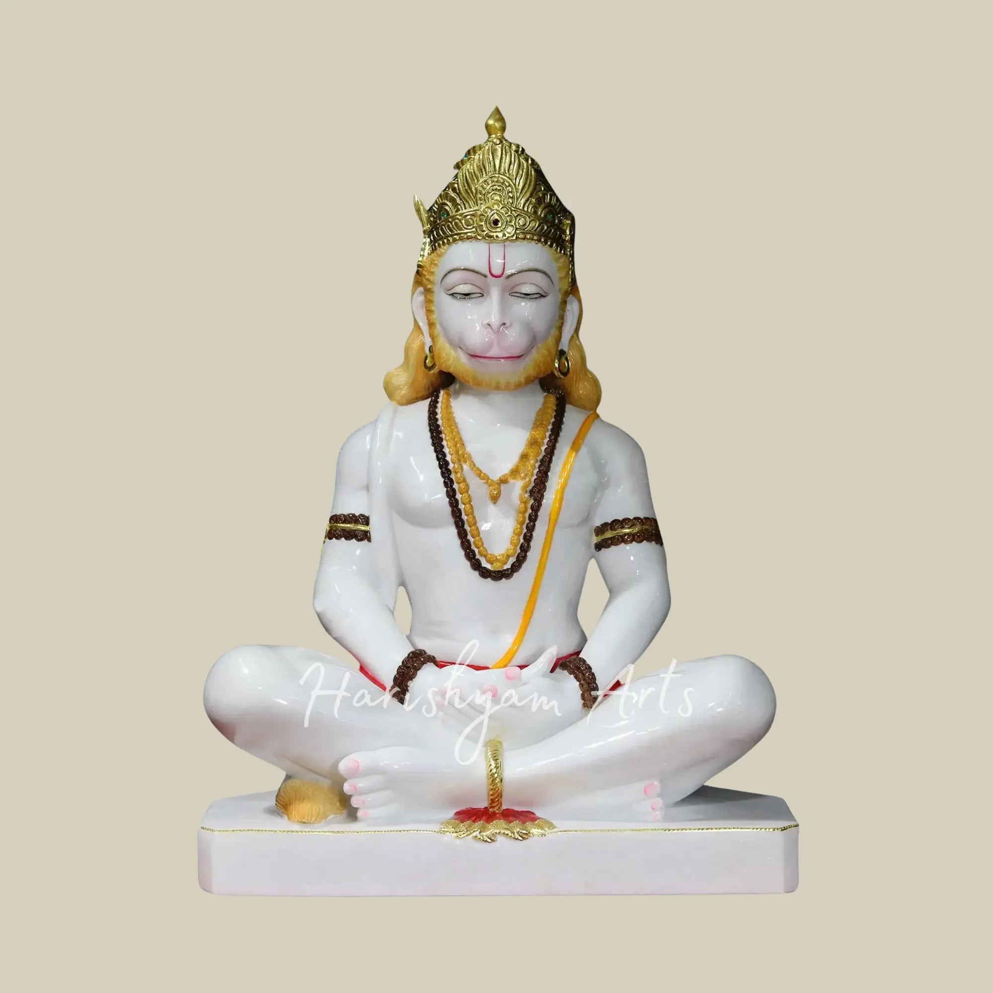 36 inches White Vietnam Marble Hanuman Ji Statue for Home
