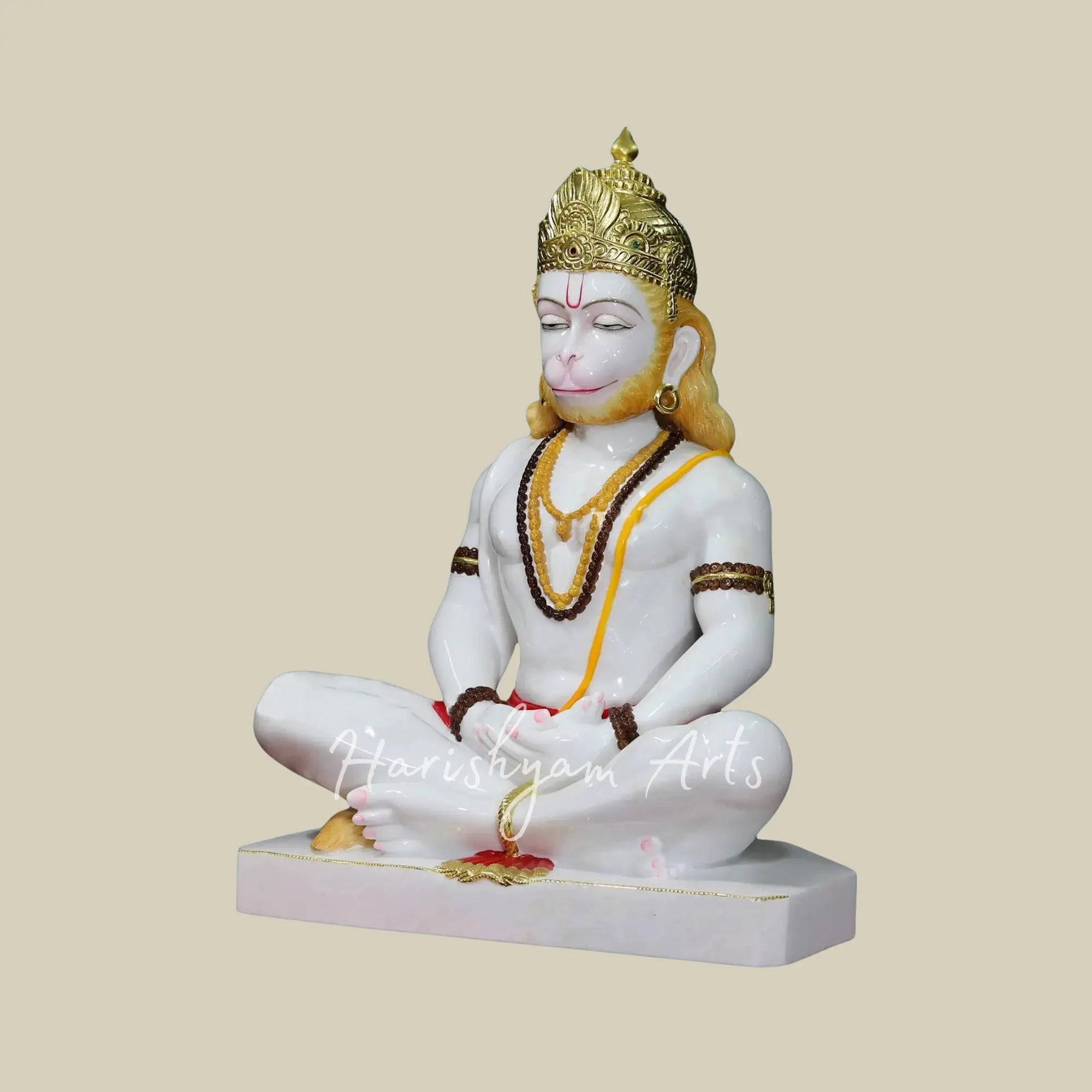 36 inches White Vietnam Marble Hanuman Ji Statue for Home 3