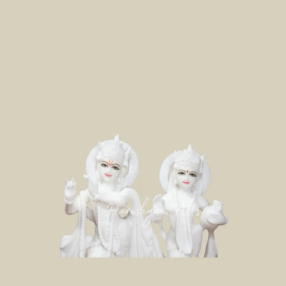 36" pure white marble radha krishna idol