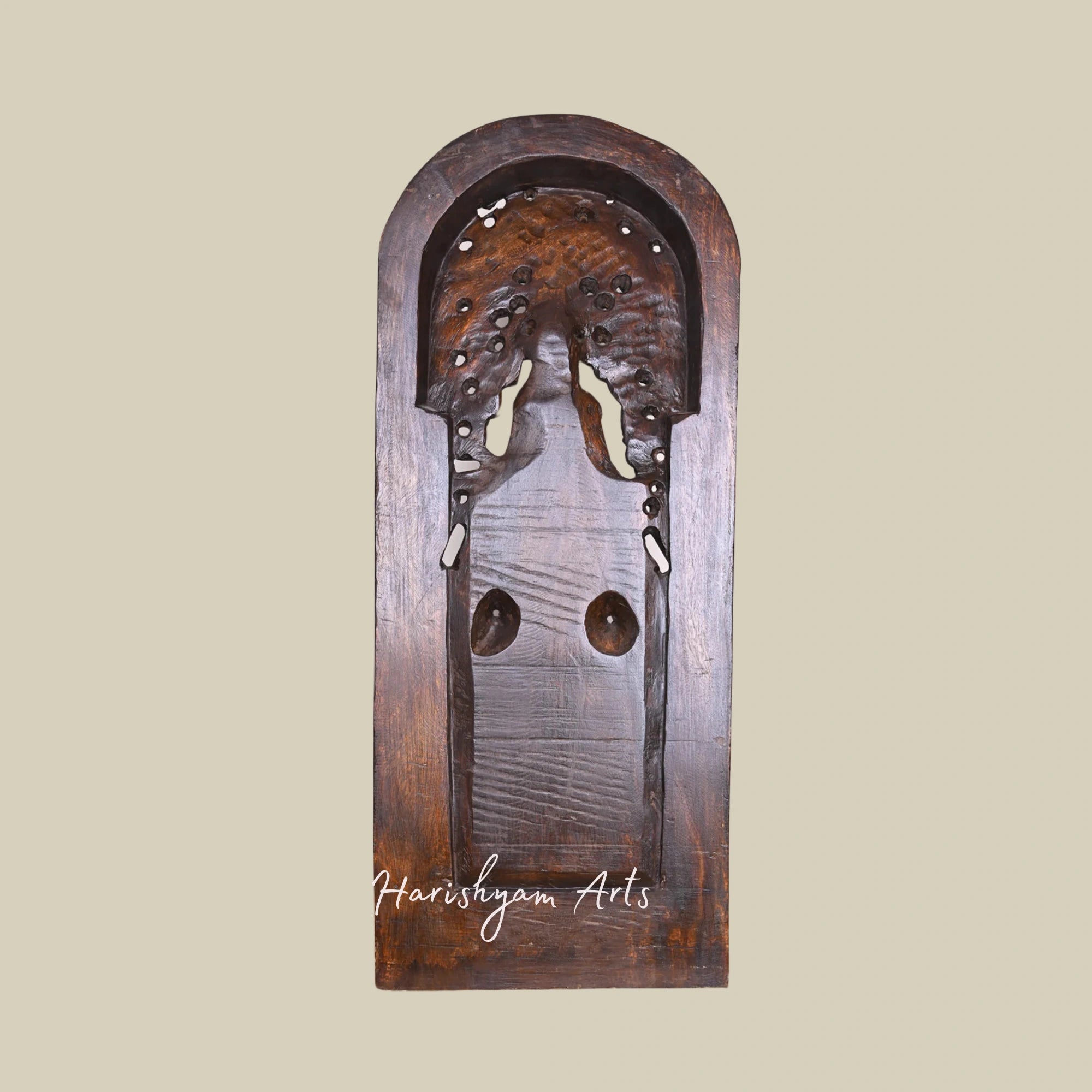 37" Decorative Wooden Ganesha on Lotus with Polished Finish and Handmade Jali Wall-Mount Design4