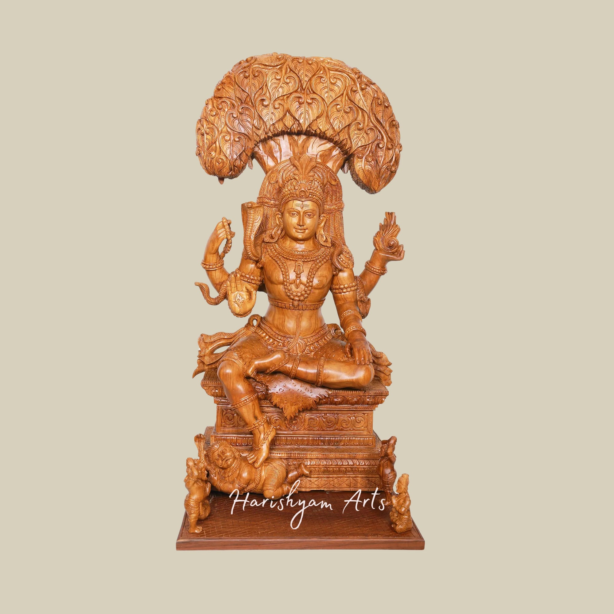 37" Large Wooden Dakshinamurthy Shiva Idol for Pooja Mandir1
