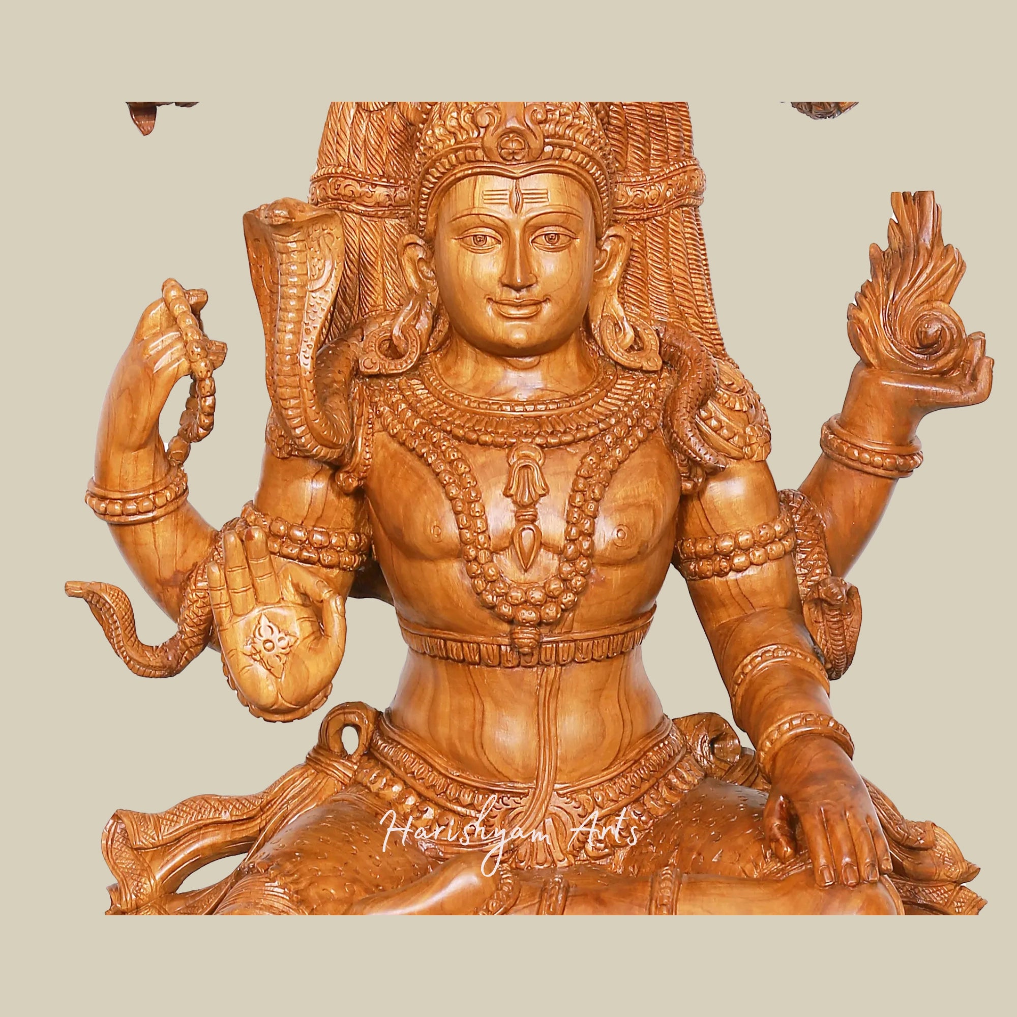 37" Large Wooden Dakshinamurthy Shiva Idol for Pooja Mandir3