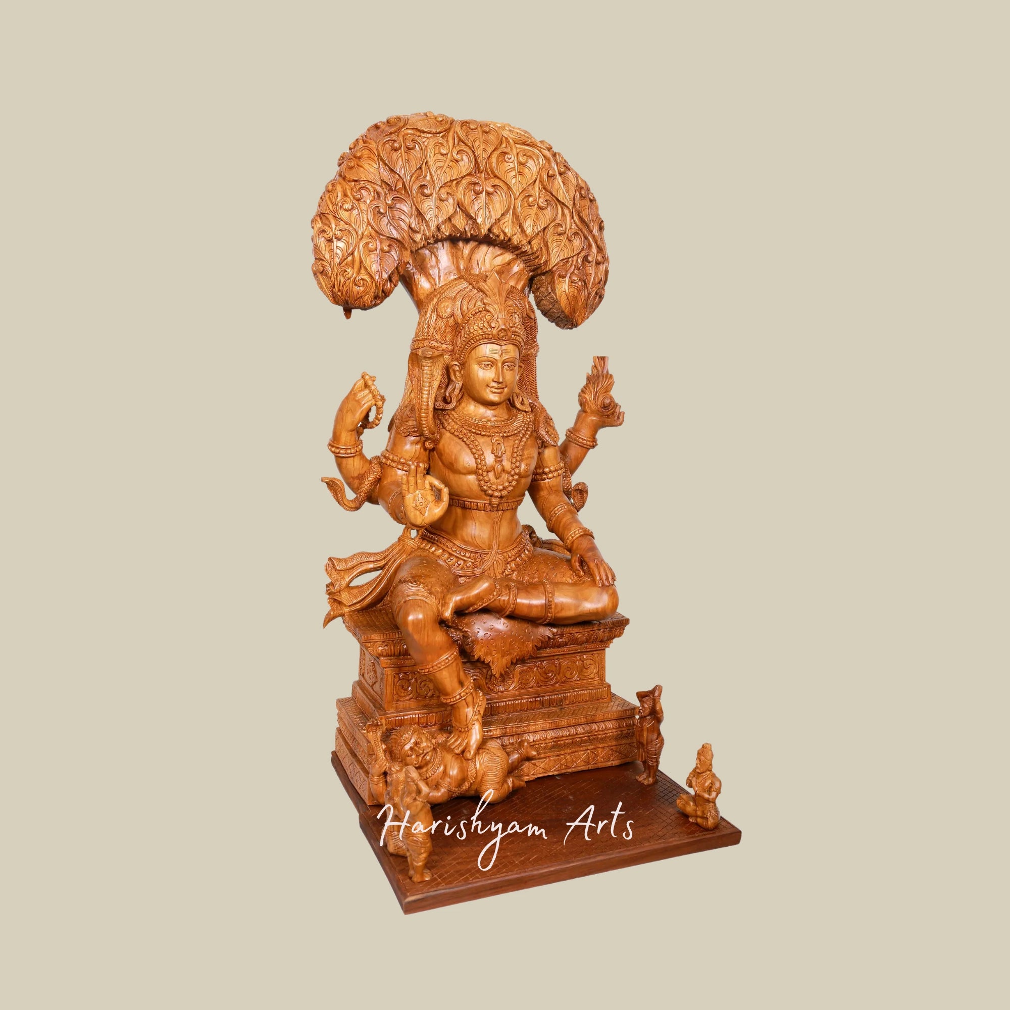 37" Large Wooden Dakshinamurthy Shiva Idol for Pooja Mandir4