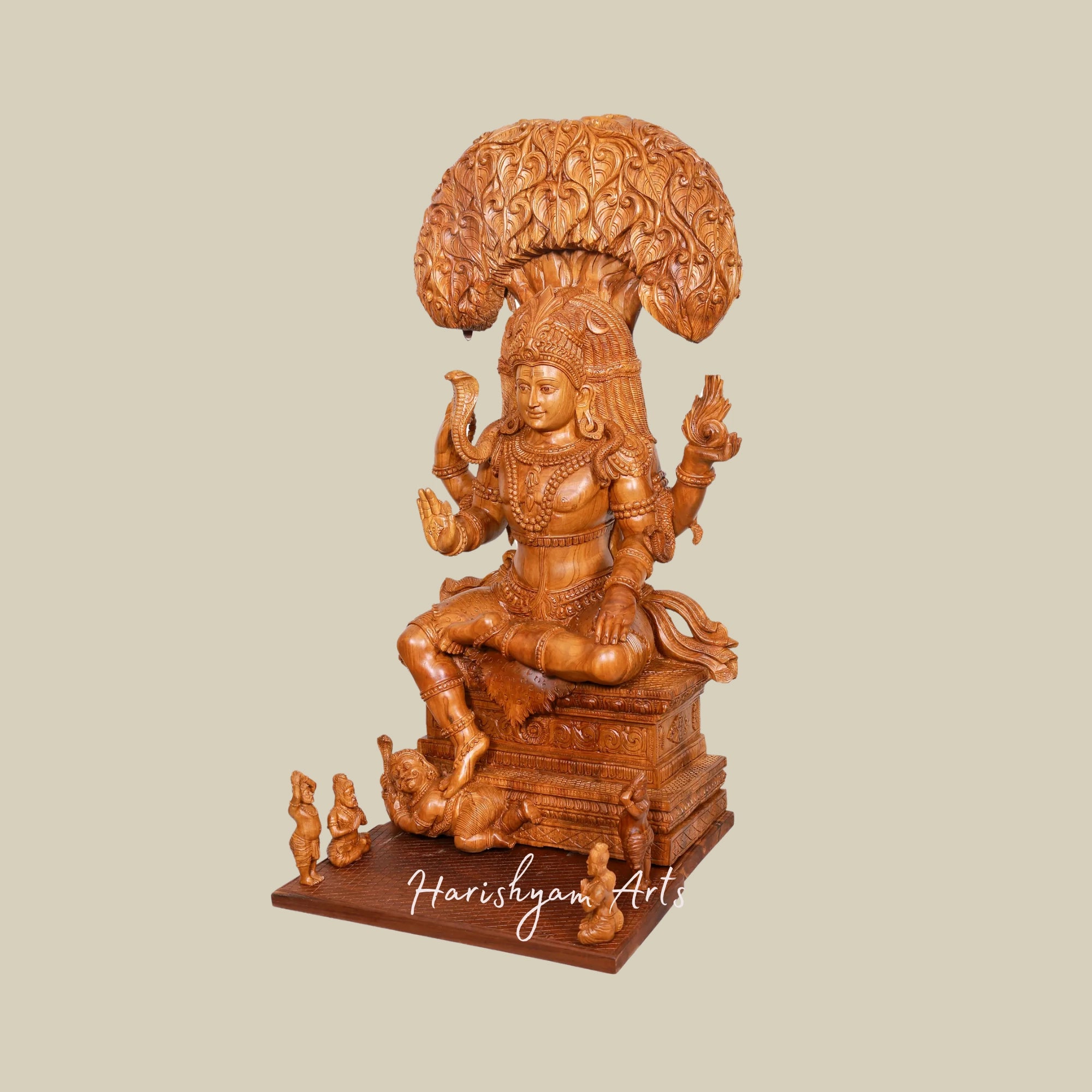 37" Large Wooden Dakshinamurthy Shiva Idol for Pooja Mandir5