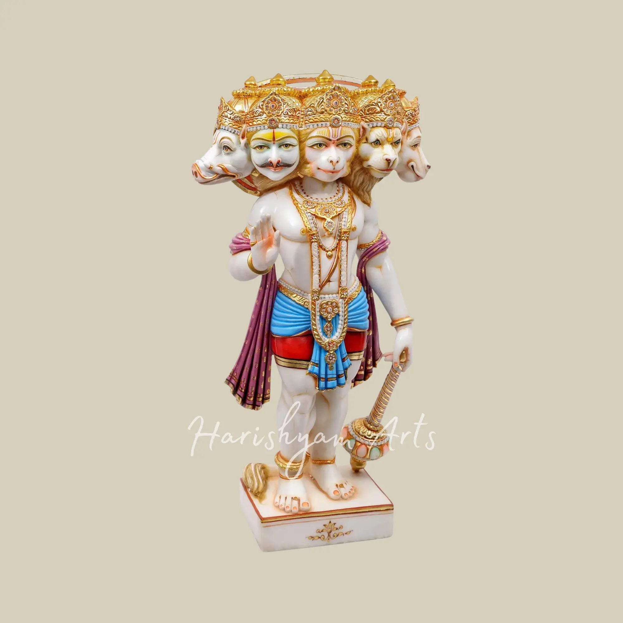 37 inches Large Panchamukha Hanuman Marble Statue 3