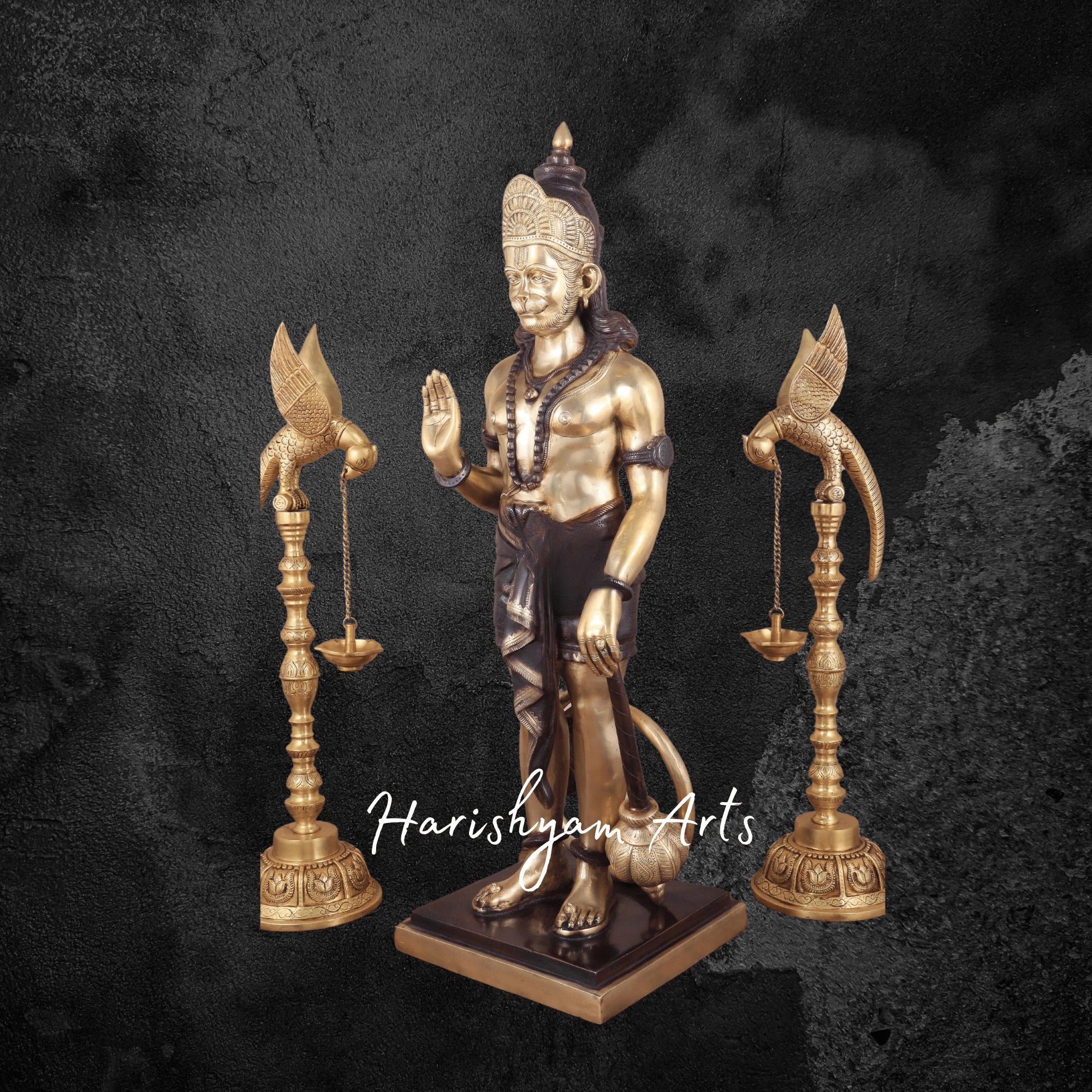 38" Pure Brass Large Standing Hanuman Idol Superfine Bajrangbali Murti