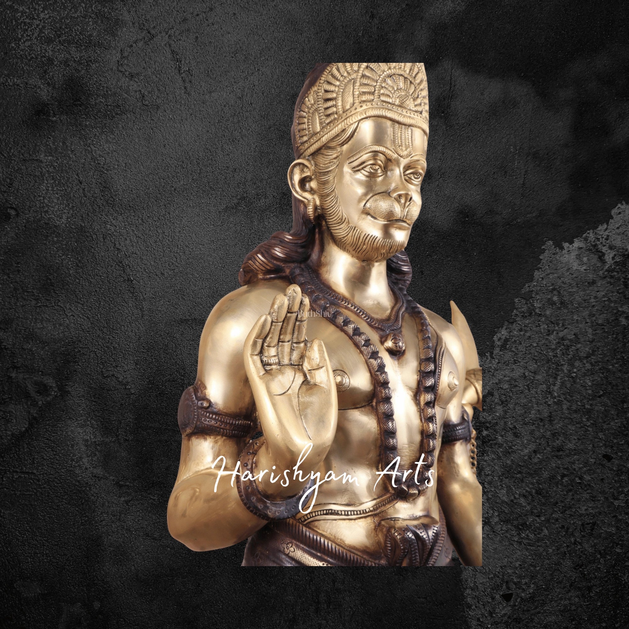 38" Pure Brass Large Standing Hanuman Idol Superfine Bajrangbali Murti