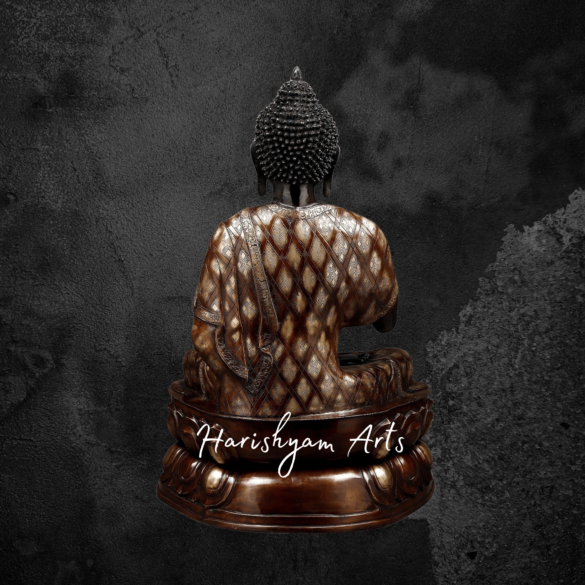 38" Small Brass Buddha Statue in Blessing Posture with Pure Brass Finish
