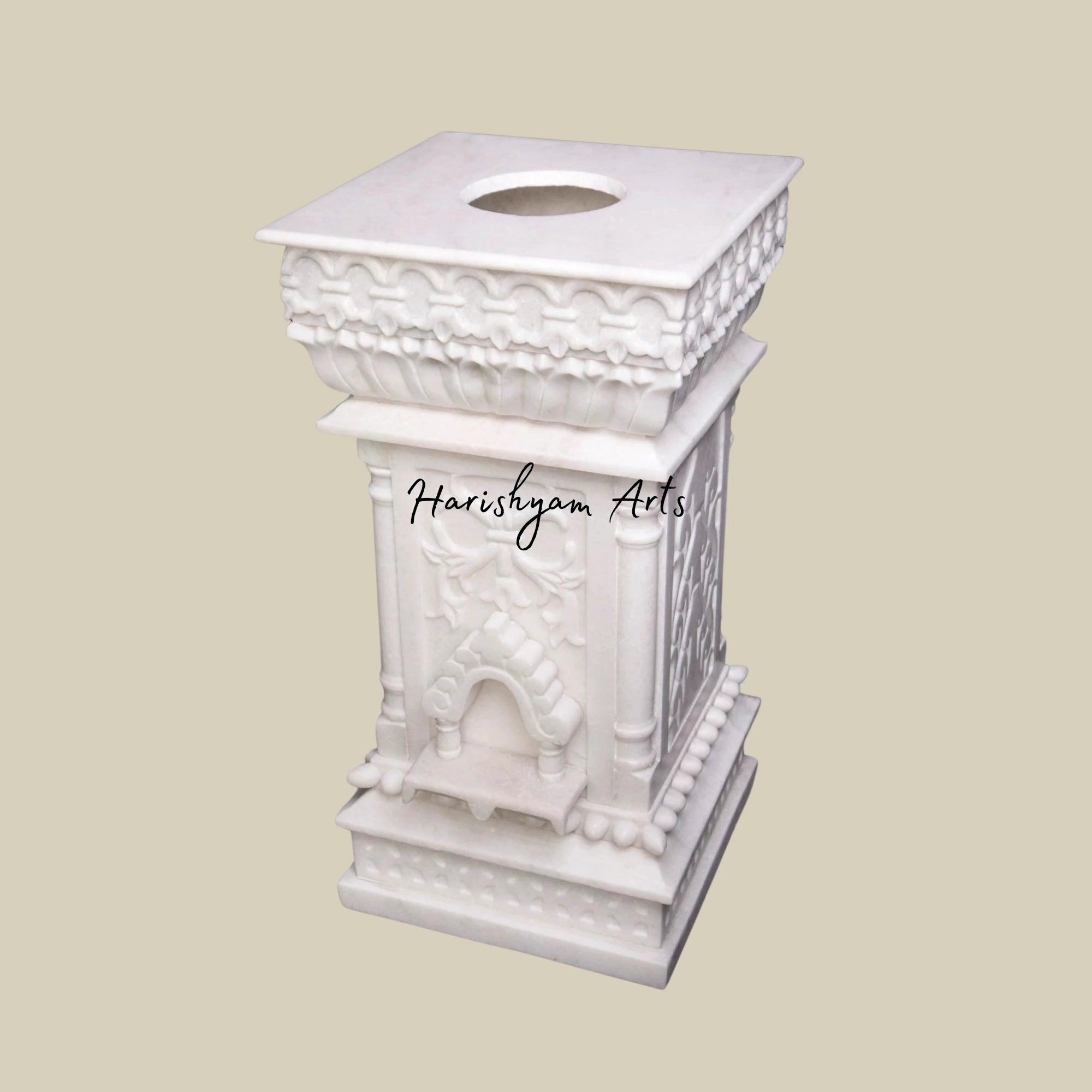 39" Tulsi Pot in Marble for Pooja Room2