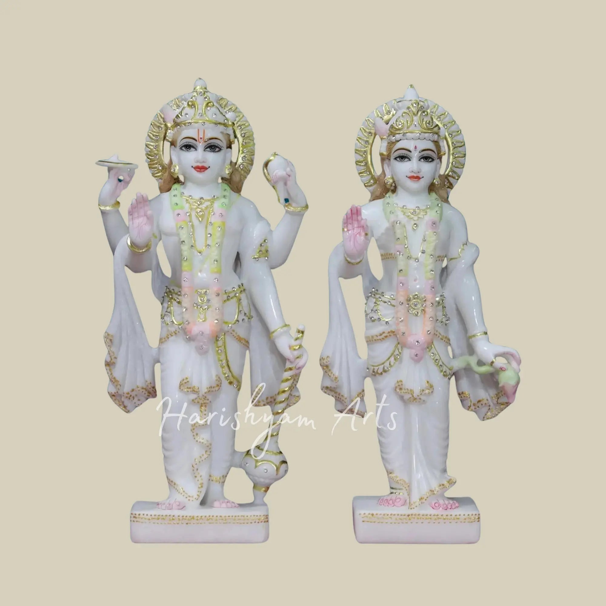 39 inches Super Large Laxmi Narayan Makrana Marble Murti for Temple & Home