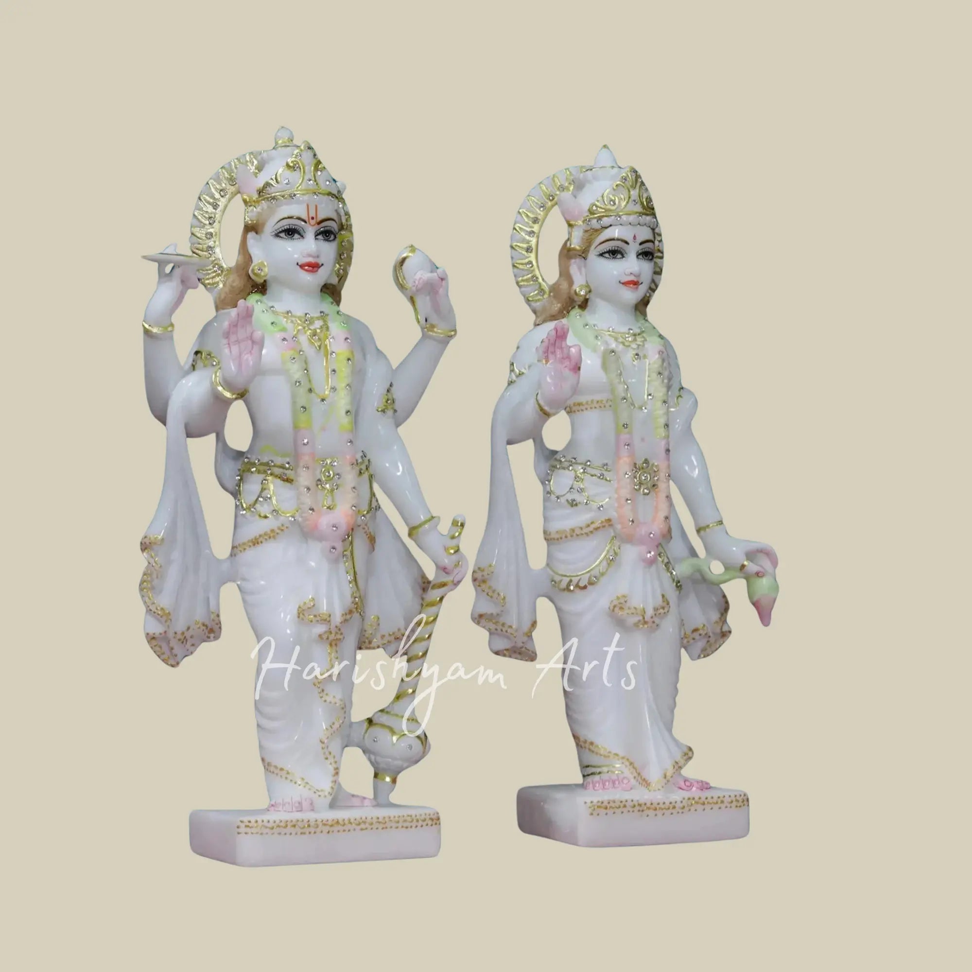 39 inches Super Large Laxmi Narayan Makrana Marble Murti for Temple & Home 1