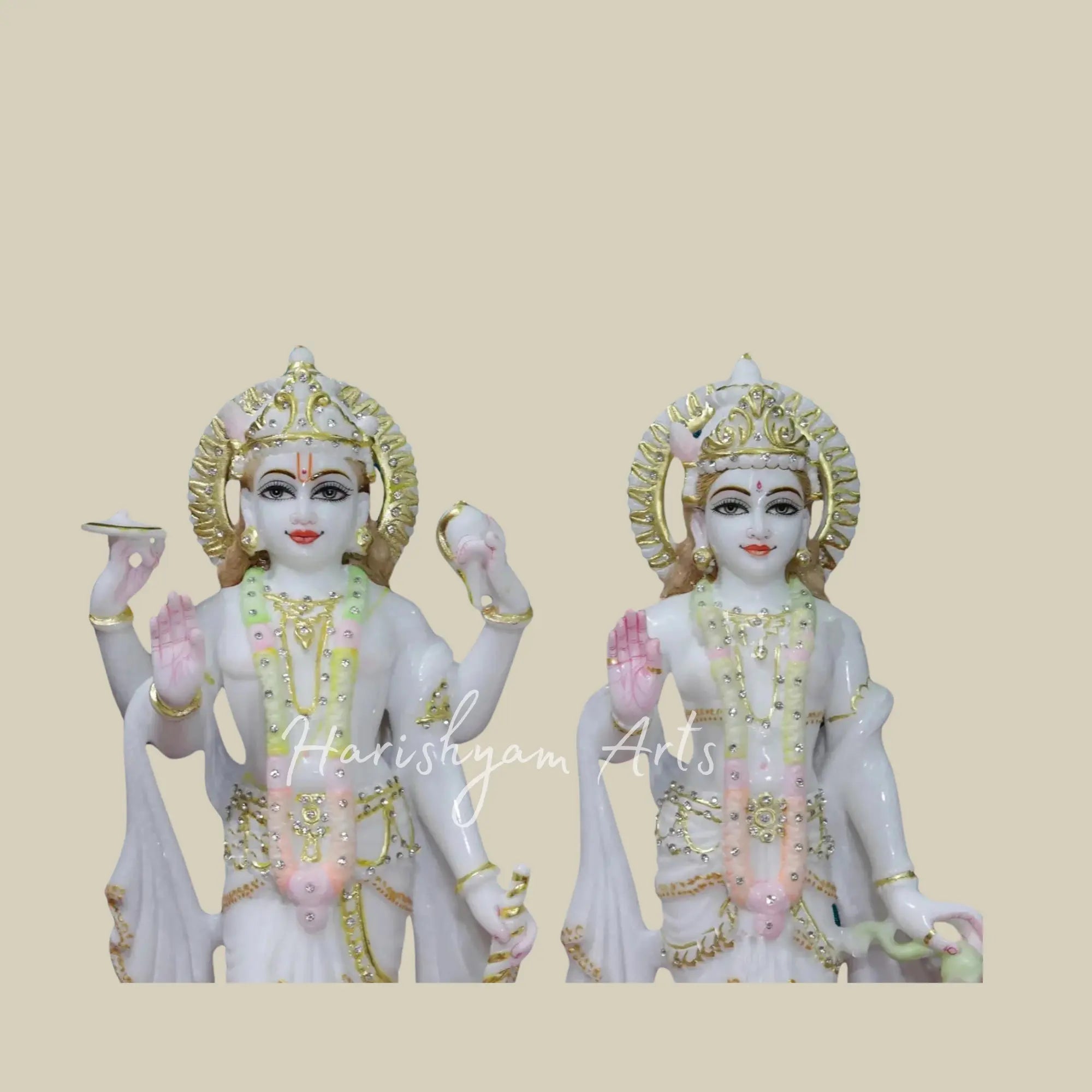 39 inches Super Large Laxmi Narayan Makrana Marble Murti for Temple & Home 3