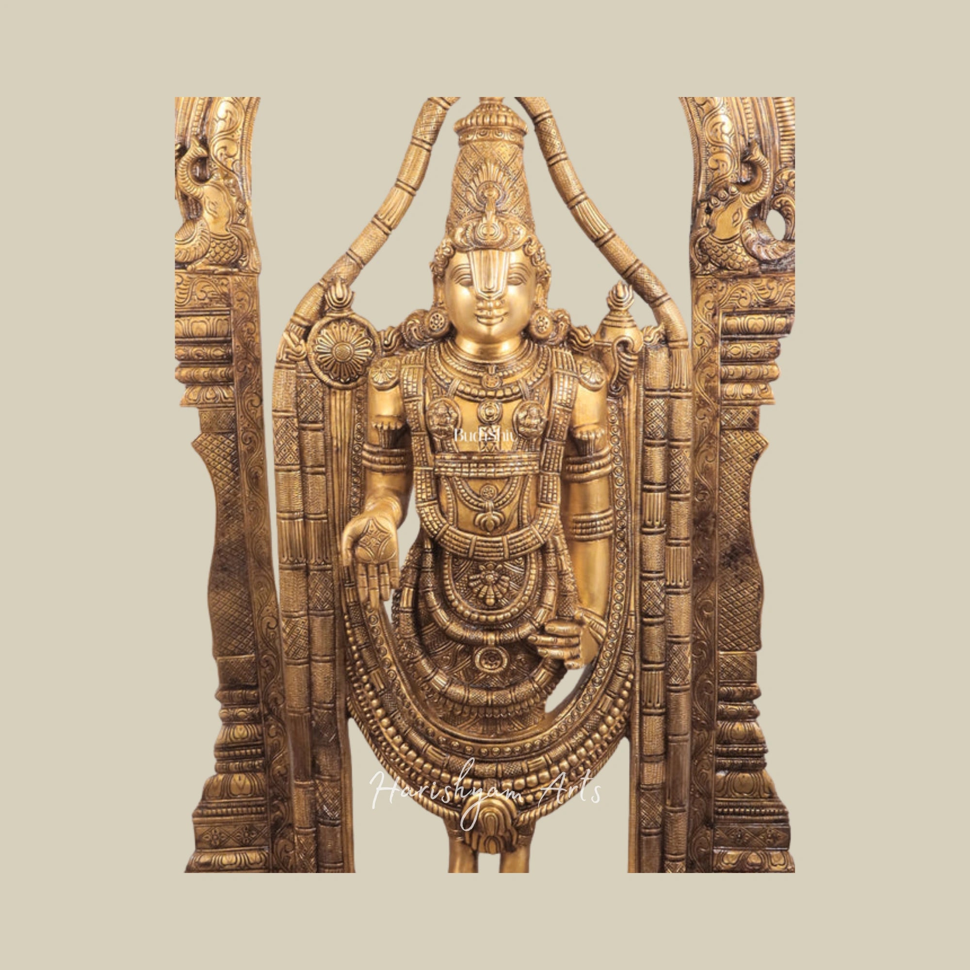 40" Pure Brass Tirupati Balaji Lord Venkateshvara Statue with Elegant Thiruvarchi Design