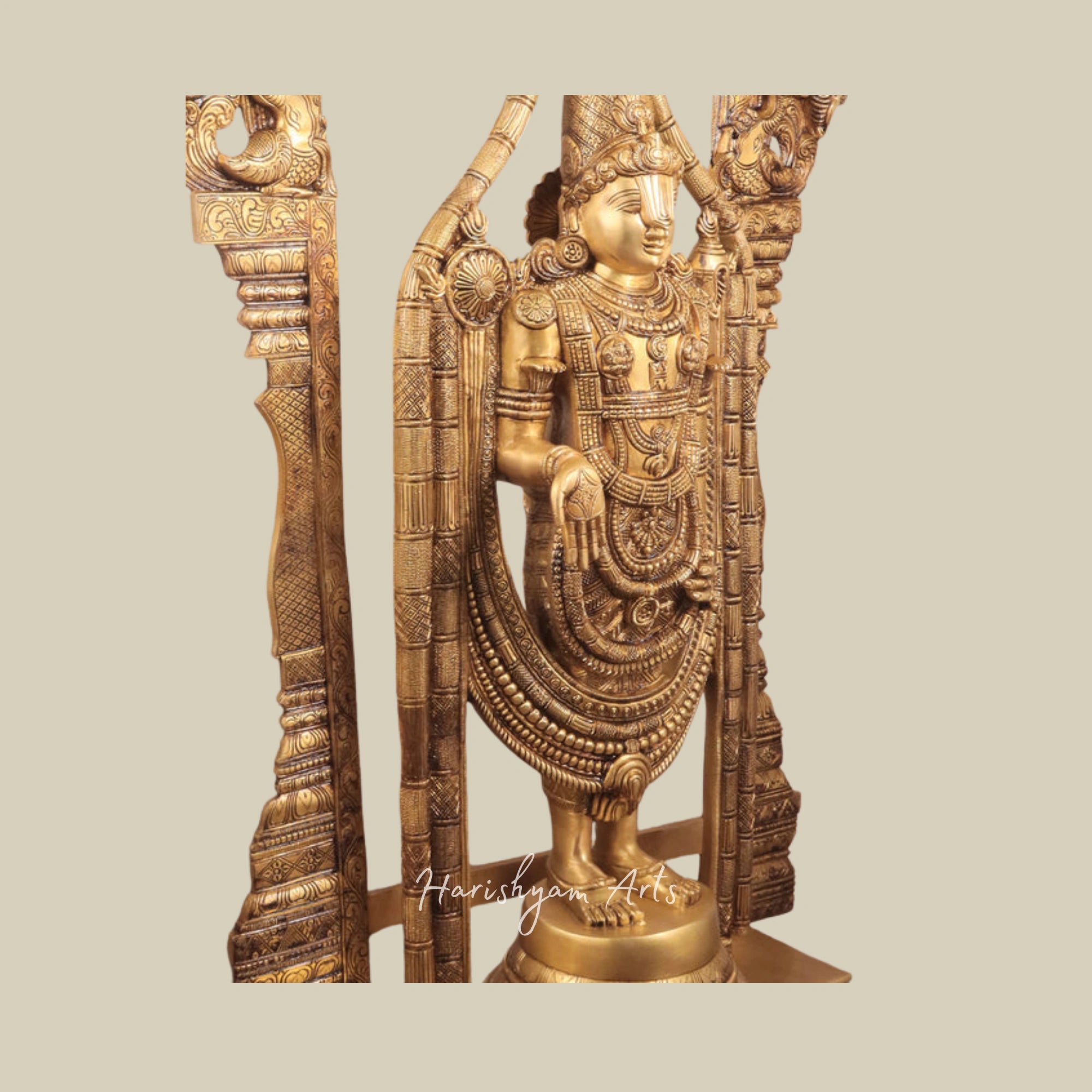 40" Pure Brass Tirupati Balaji Lord Venkateshvara Statue with Elegant Thiruvarchi Design