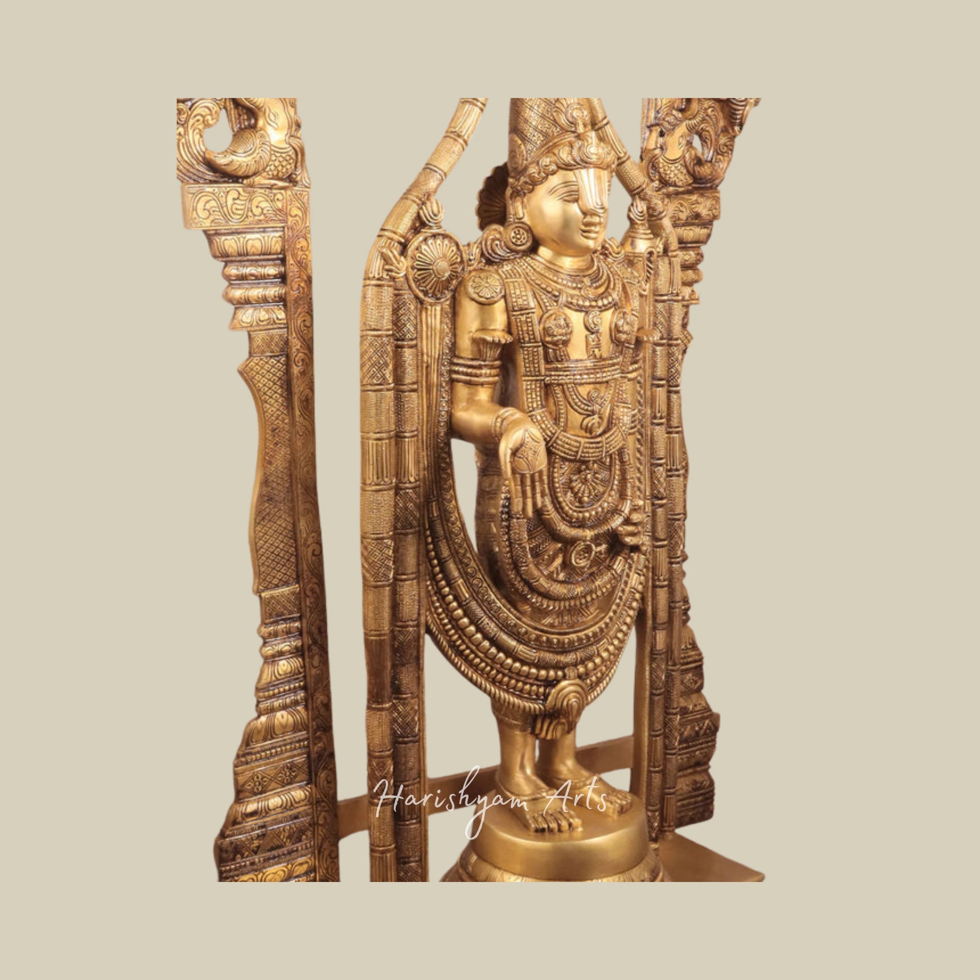 40" Pure Brass Tirupati Balaji Lord Venkateshvara Statue with Elegant Thiruvarchi Design