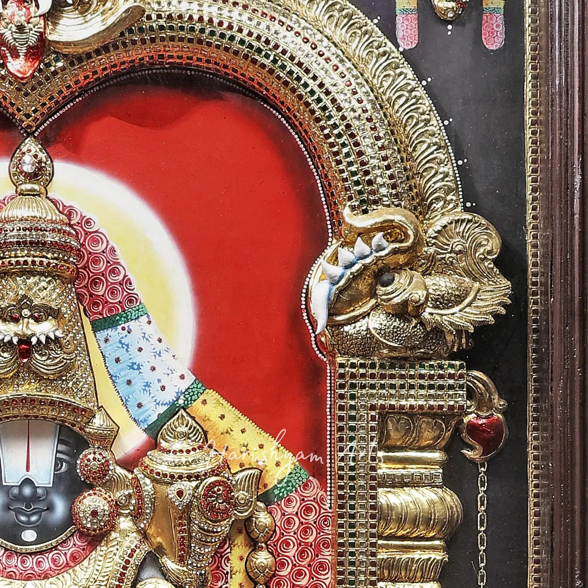 40" Standing Tirupati Balaji Tanjore Painting with Intricate Embossing Design