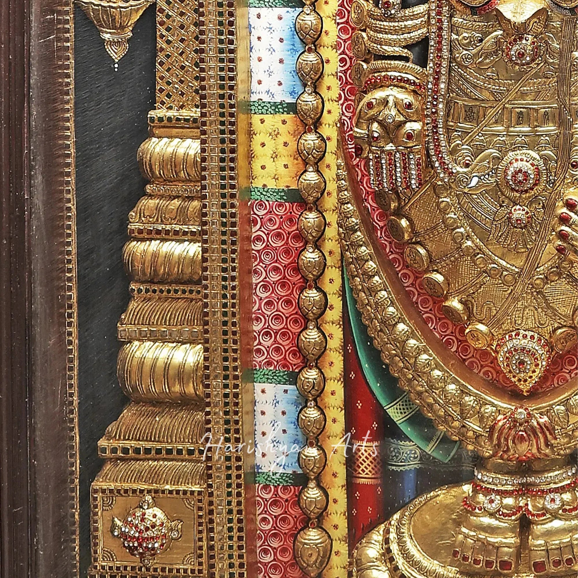 40" Standing Tirupati Balaji Tanjore Painting with Intricate Embossing Design