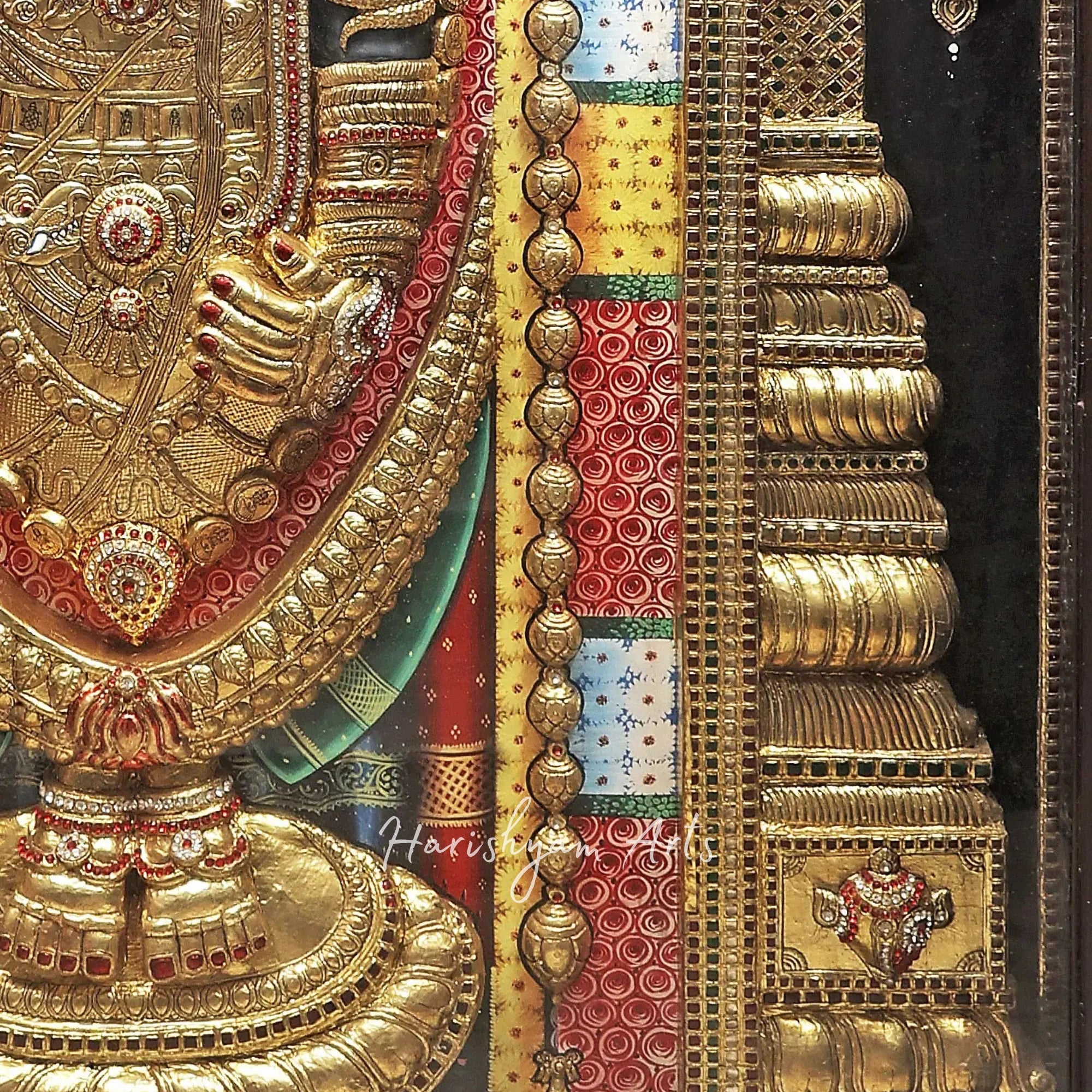 40" Standing Tirupati Balaji Tanjore Painting with Intricate Embossing Design