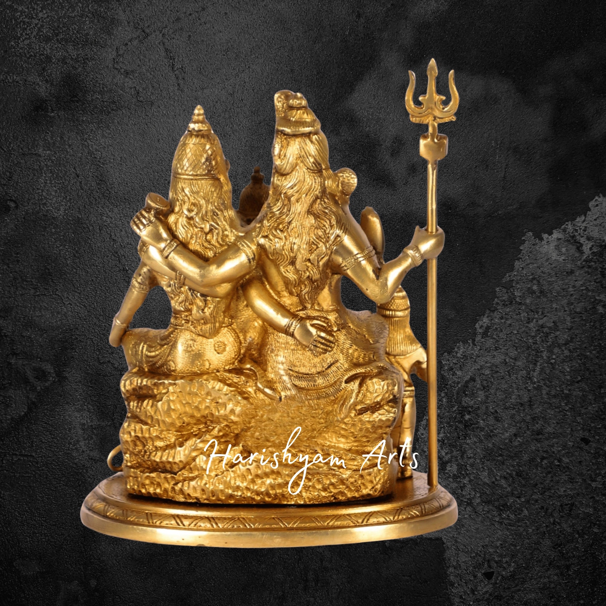 14" Brass Shiva Family Idol with Nandi in Handcrafted Superfine Finish