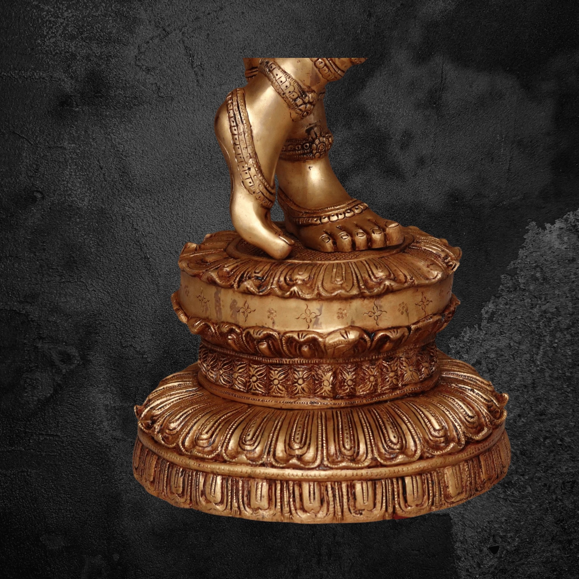 46" Pure Brass Krishna Murti in Tribhangi Pose Traditional Idol