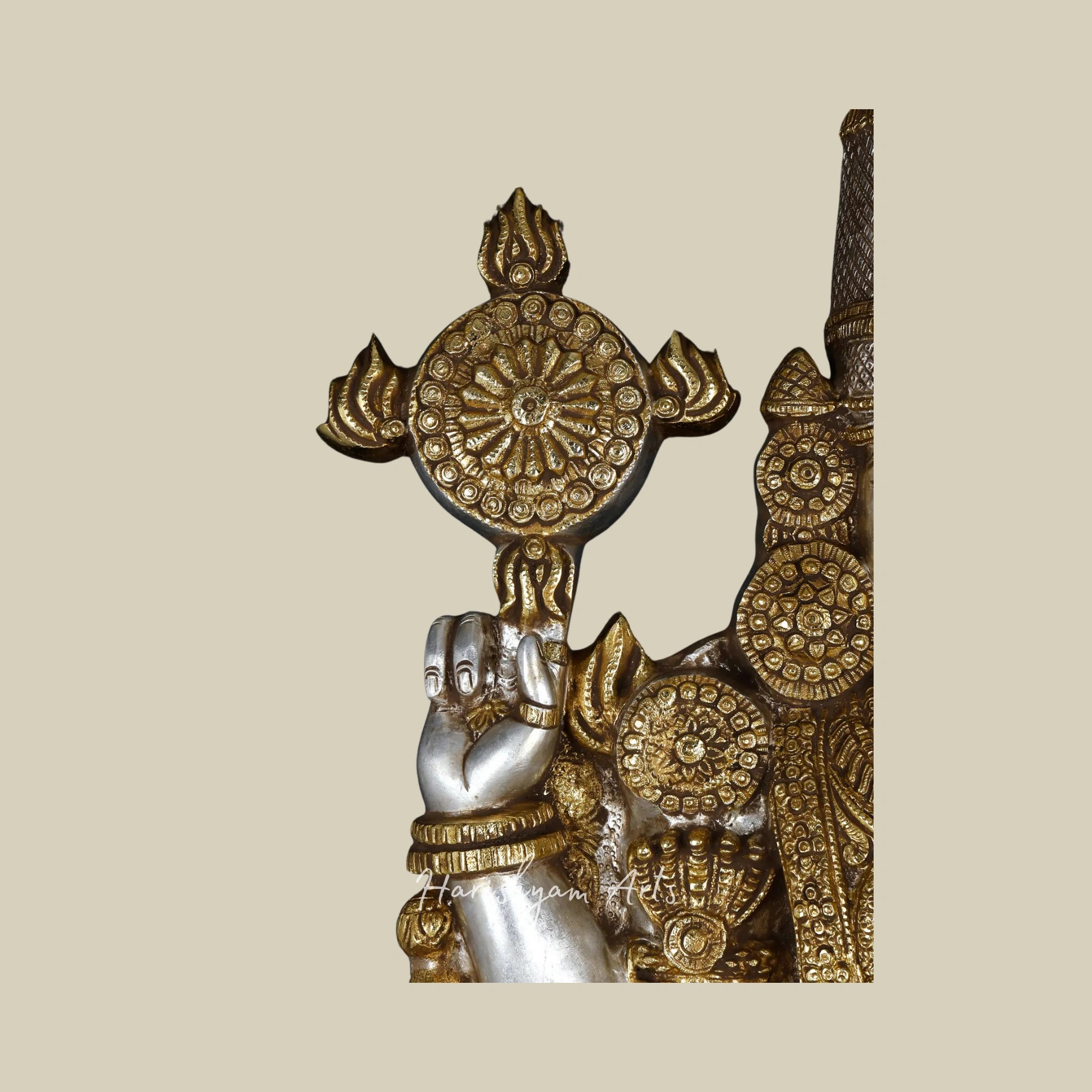 47" Large Brass Tirupati Balaji Idol with Gold and Silver Finish for Temple Décor