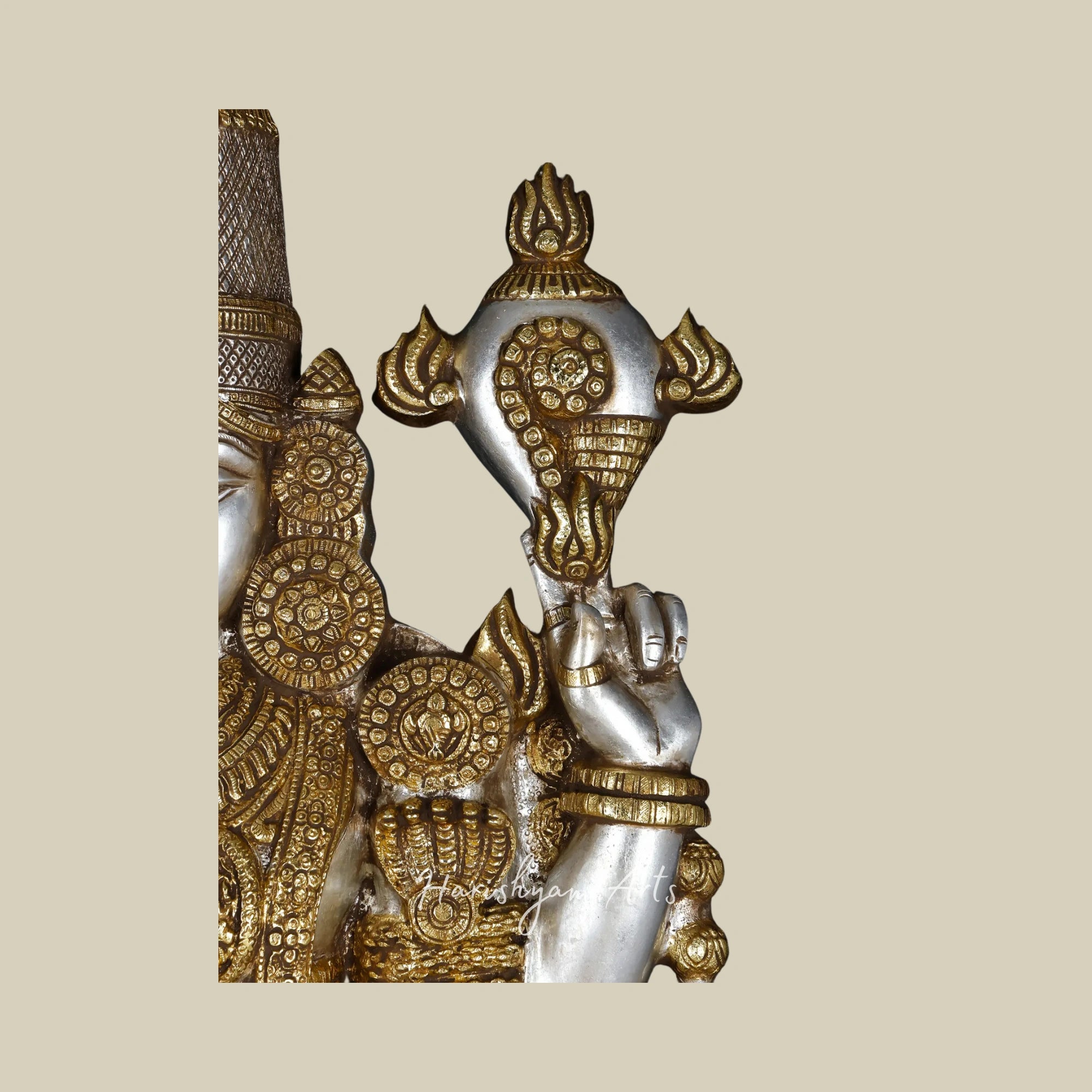 47" Large Brass Tirupati Balaji Idol with Gold and Silver Finish for Temple Décor