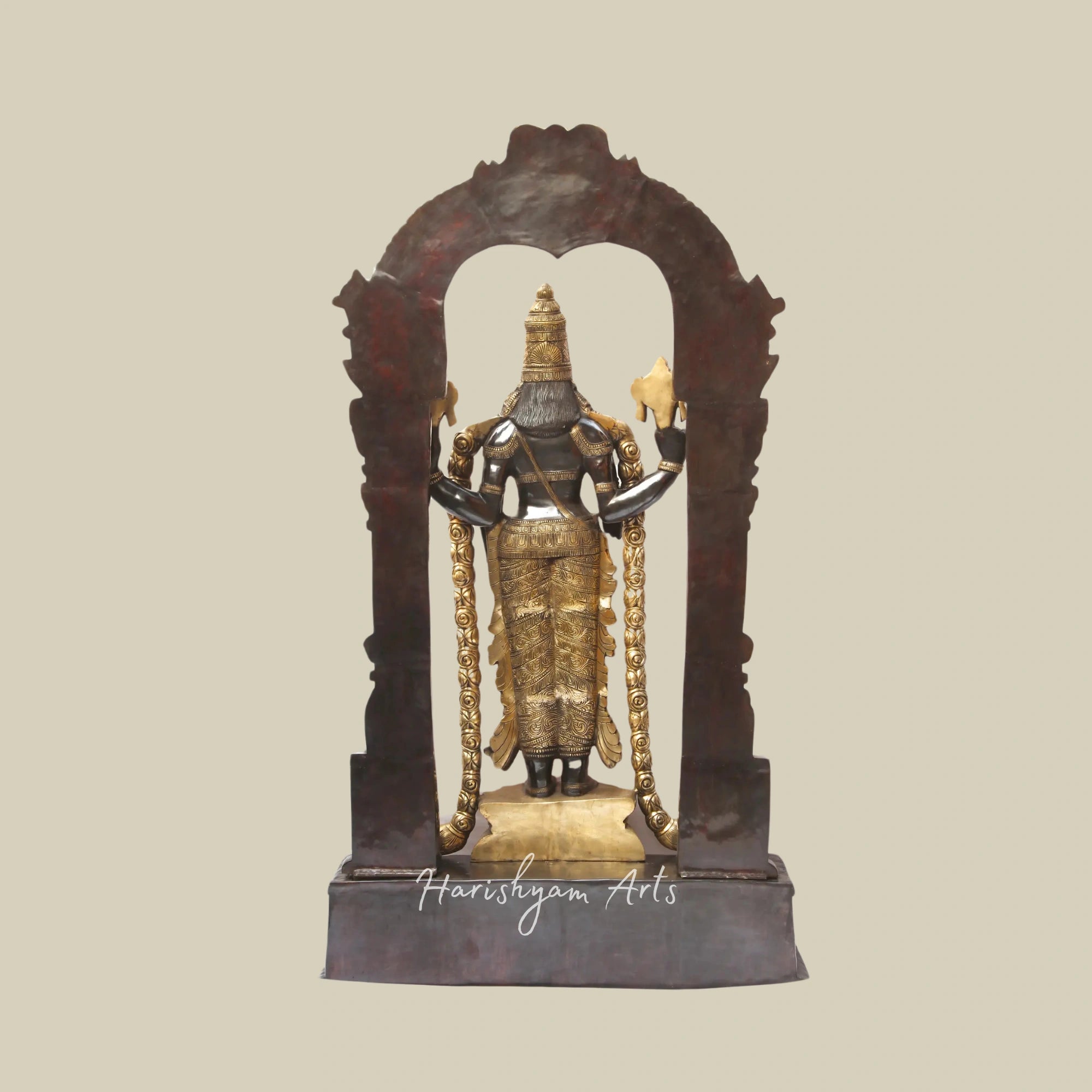 47" Large Brass Tirupati Balaji Idol with Gold and Silver Finish for Temple Décor