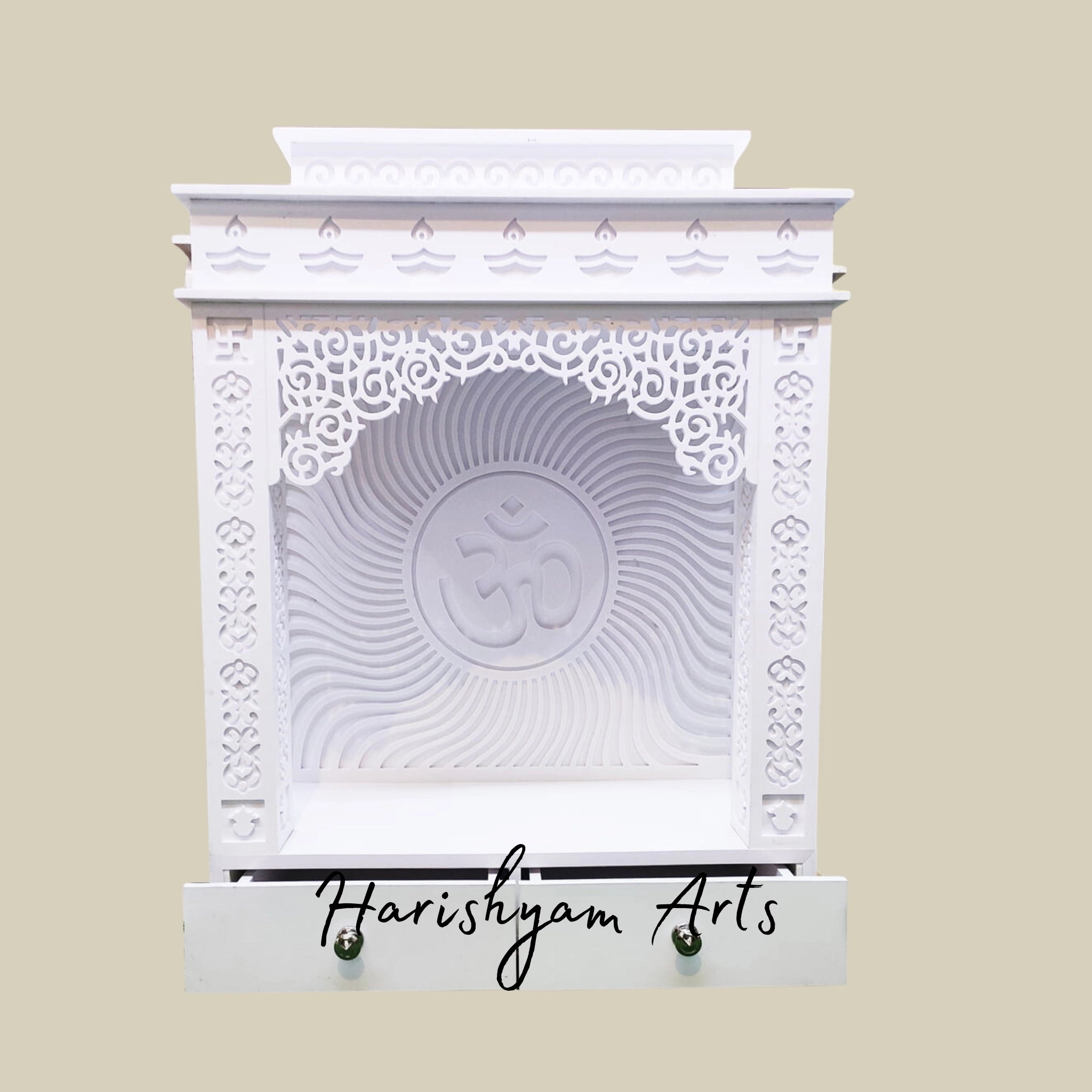47" Corian Puja Temple with Om Backlit Feature3