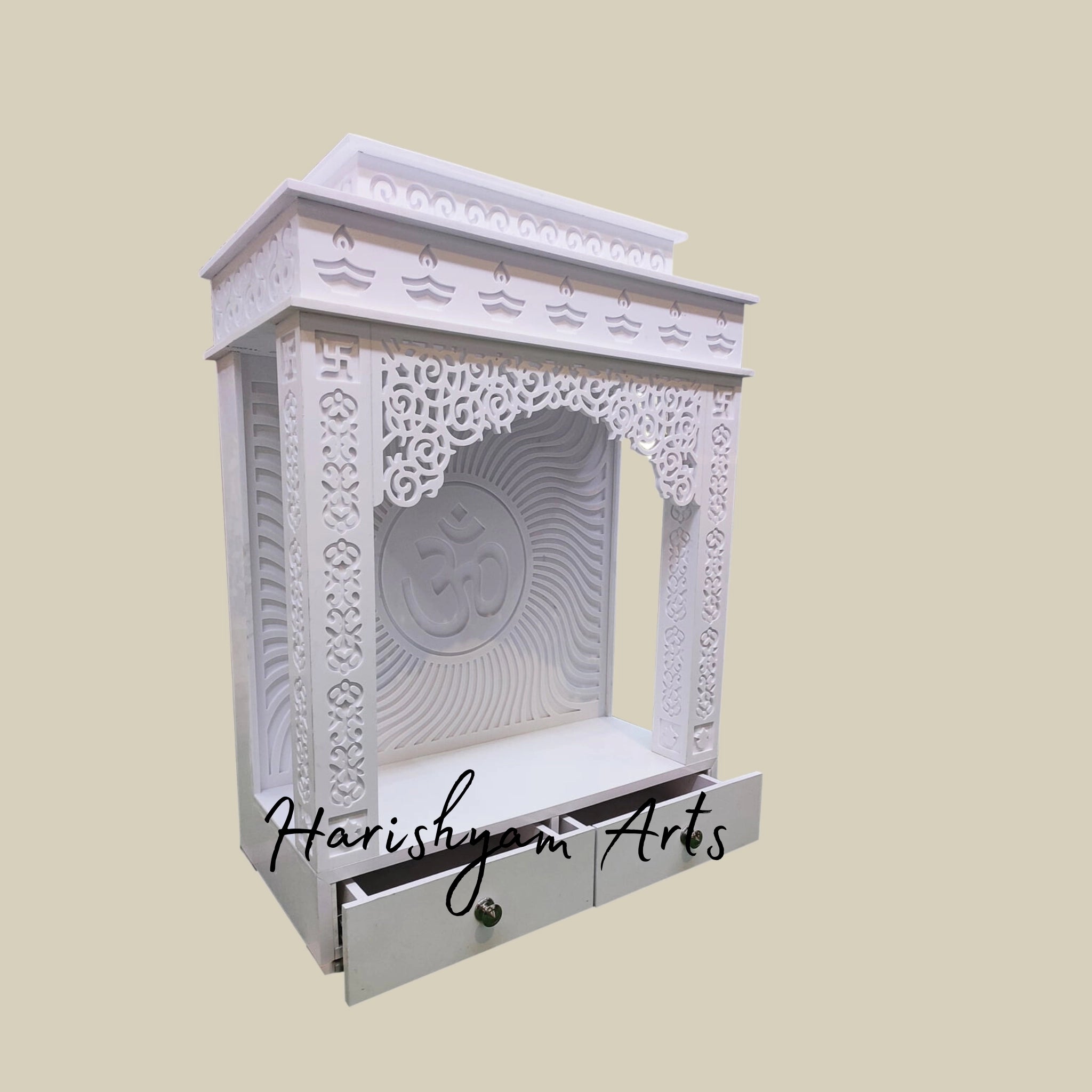 47" Corian Puja Temple with Om Backlit Feature4