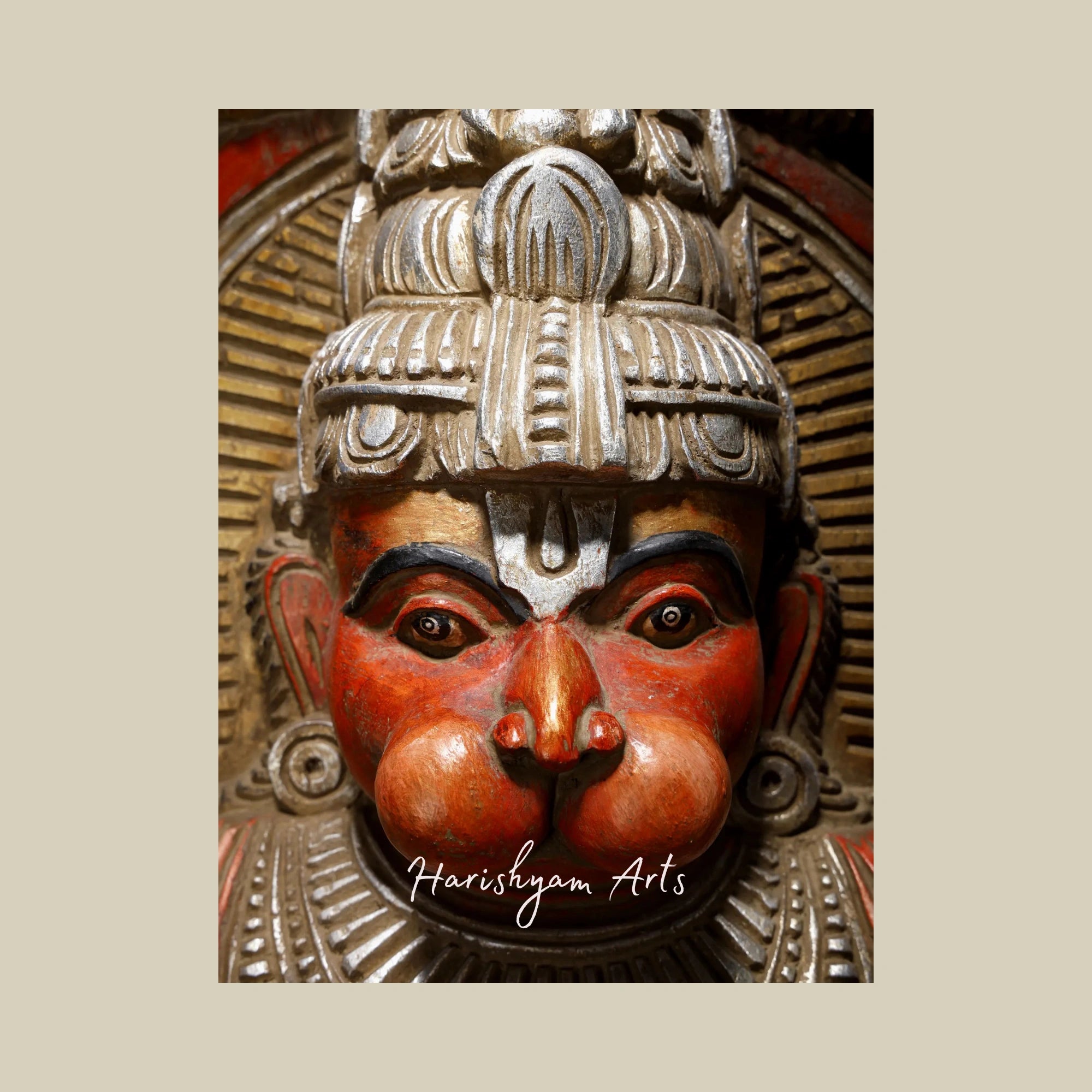 48" Kamal-asana Veer Hanuman Grand Wooden Statue5