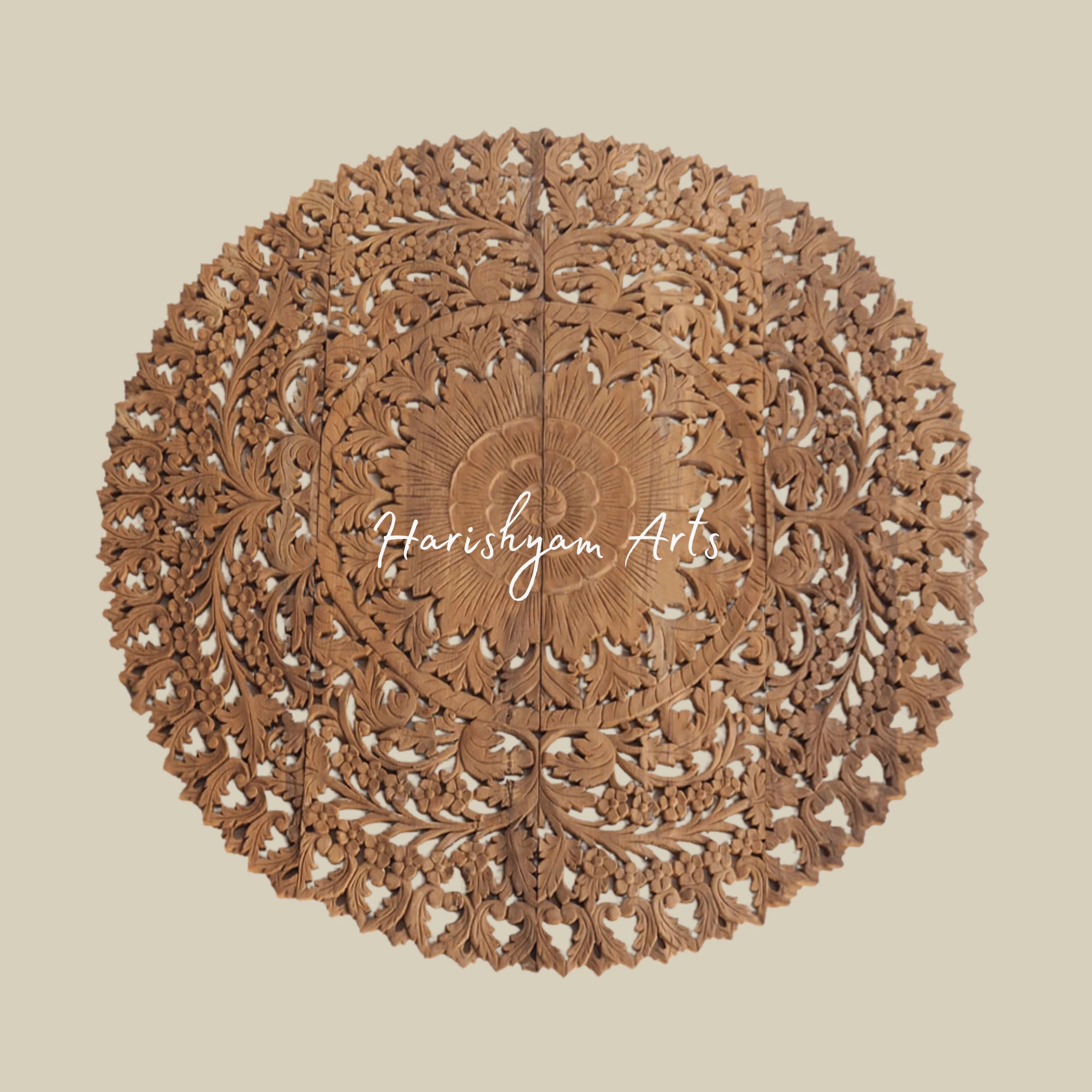 48" Natural Hand-Carved Wood Wall Art Panel